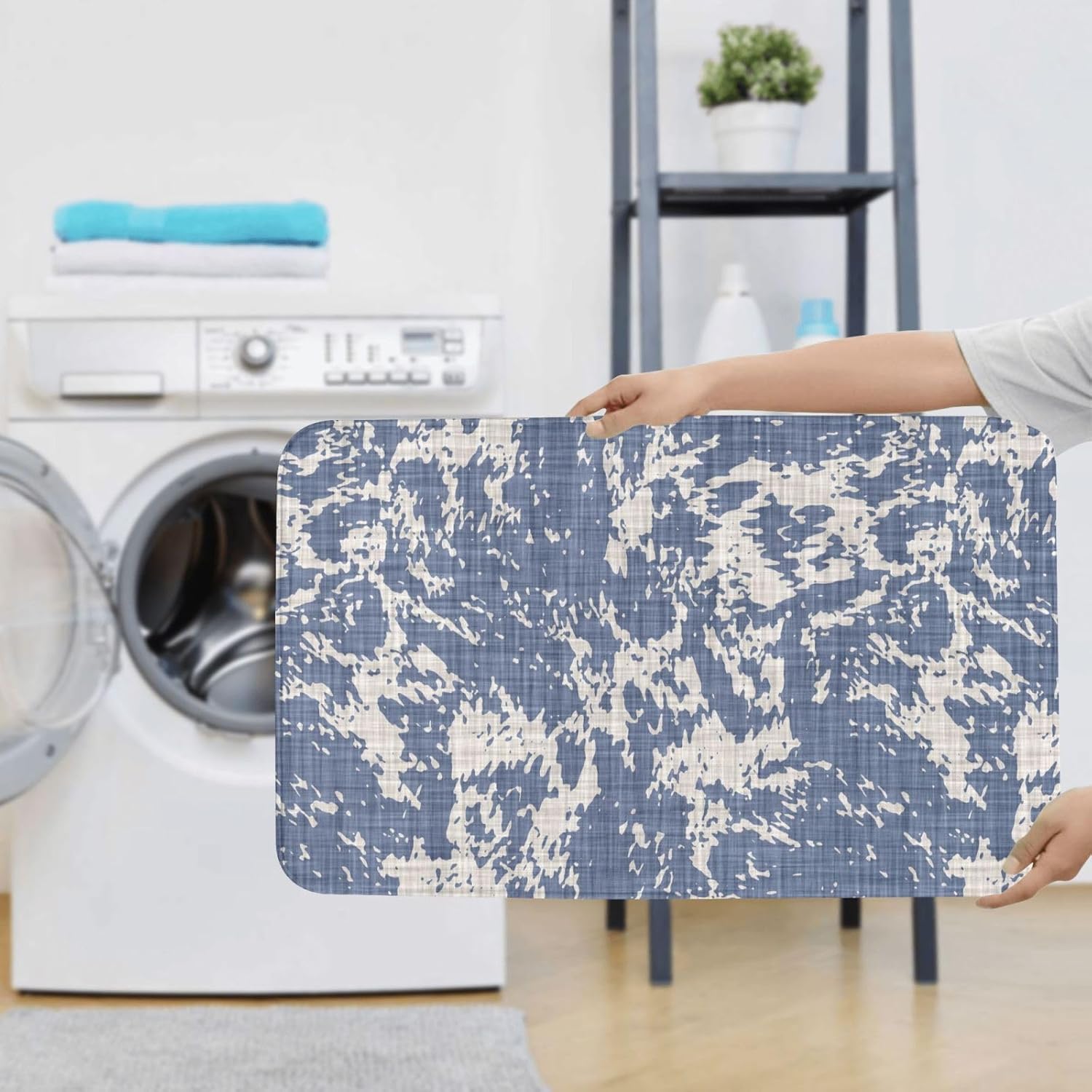 French Linen Mottled Print 3-Piece Bathroom Rug Set