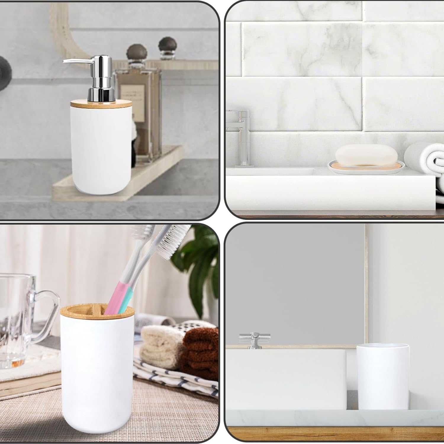 Wedhapy 4PCS Bathroom Bin Brush Set