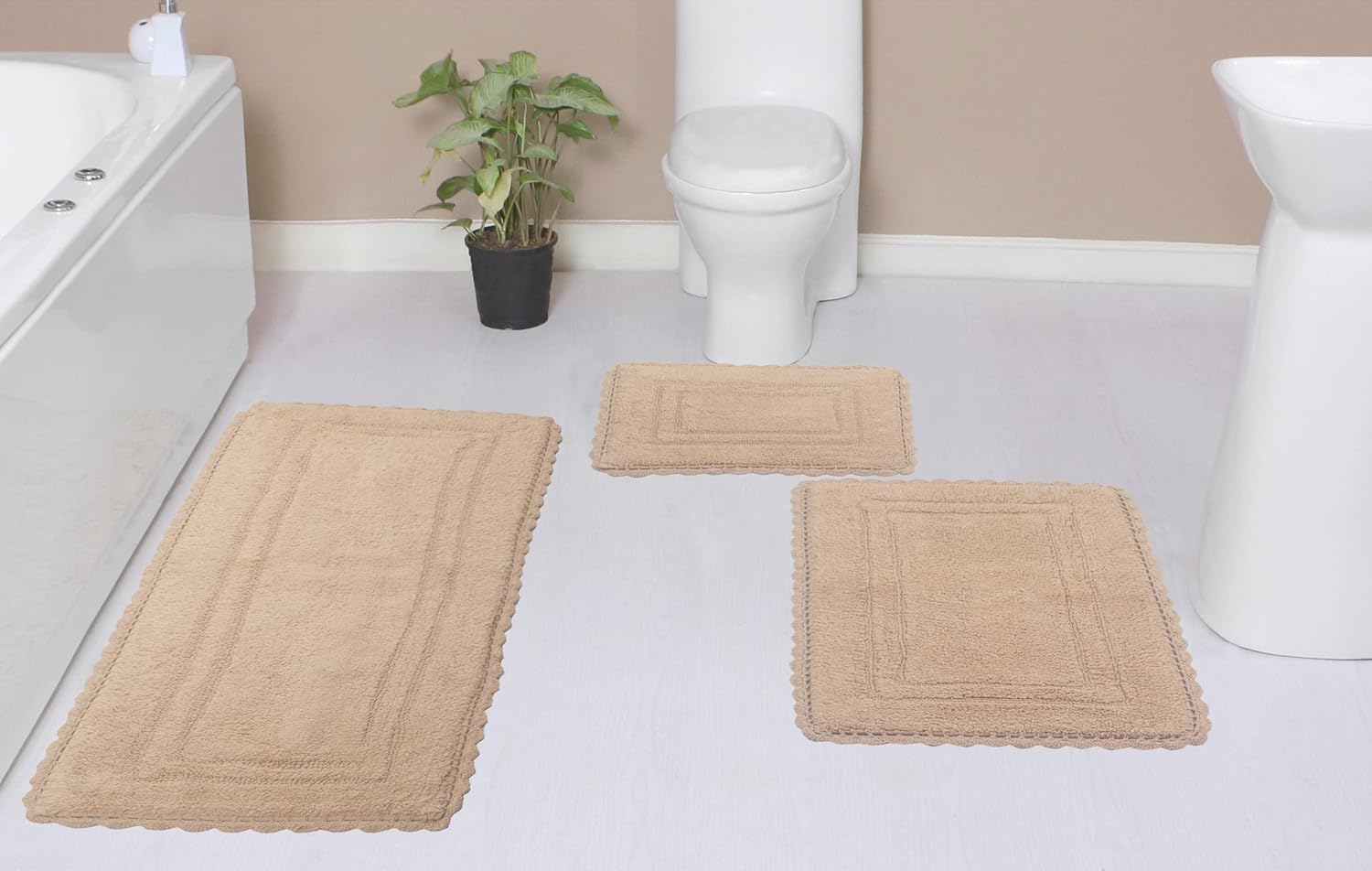Home Weavers Reversible Cotton Bath Mat Set 3 Piece