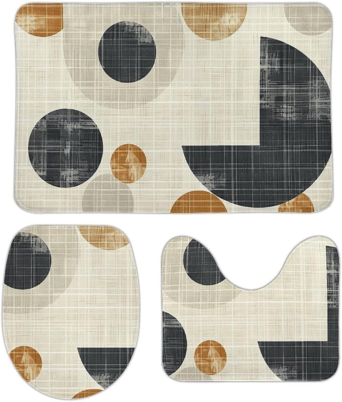 JEKYQ 3 Piece Bathroom Rug Set with Non-Slip Mats