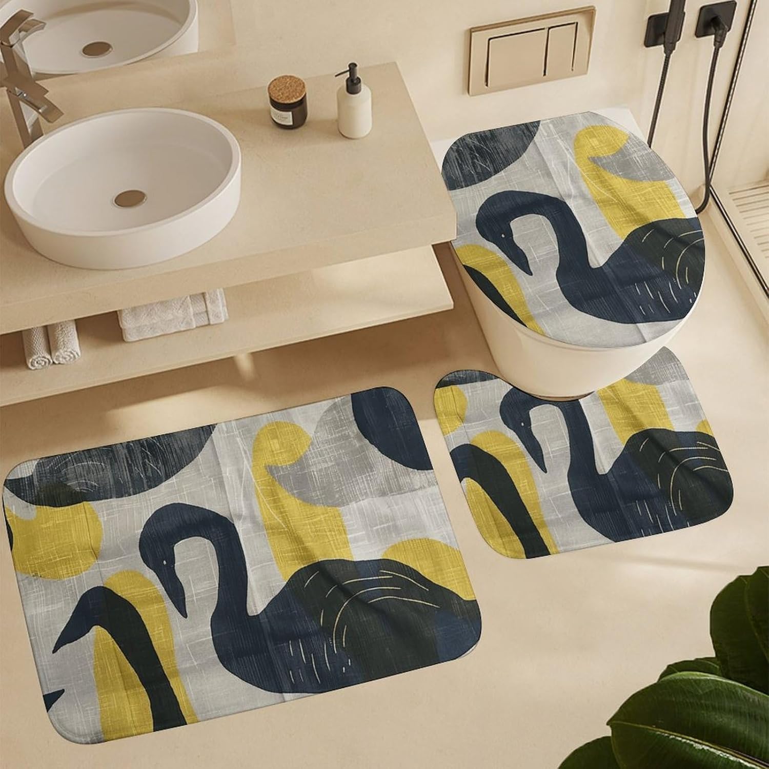 Premium 3-Piece Bathroom Rug Set with Non-Slip Backing