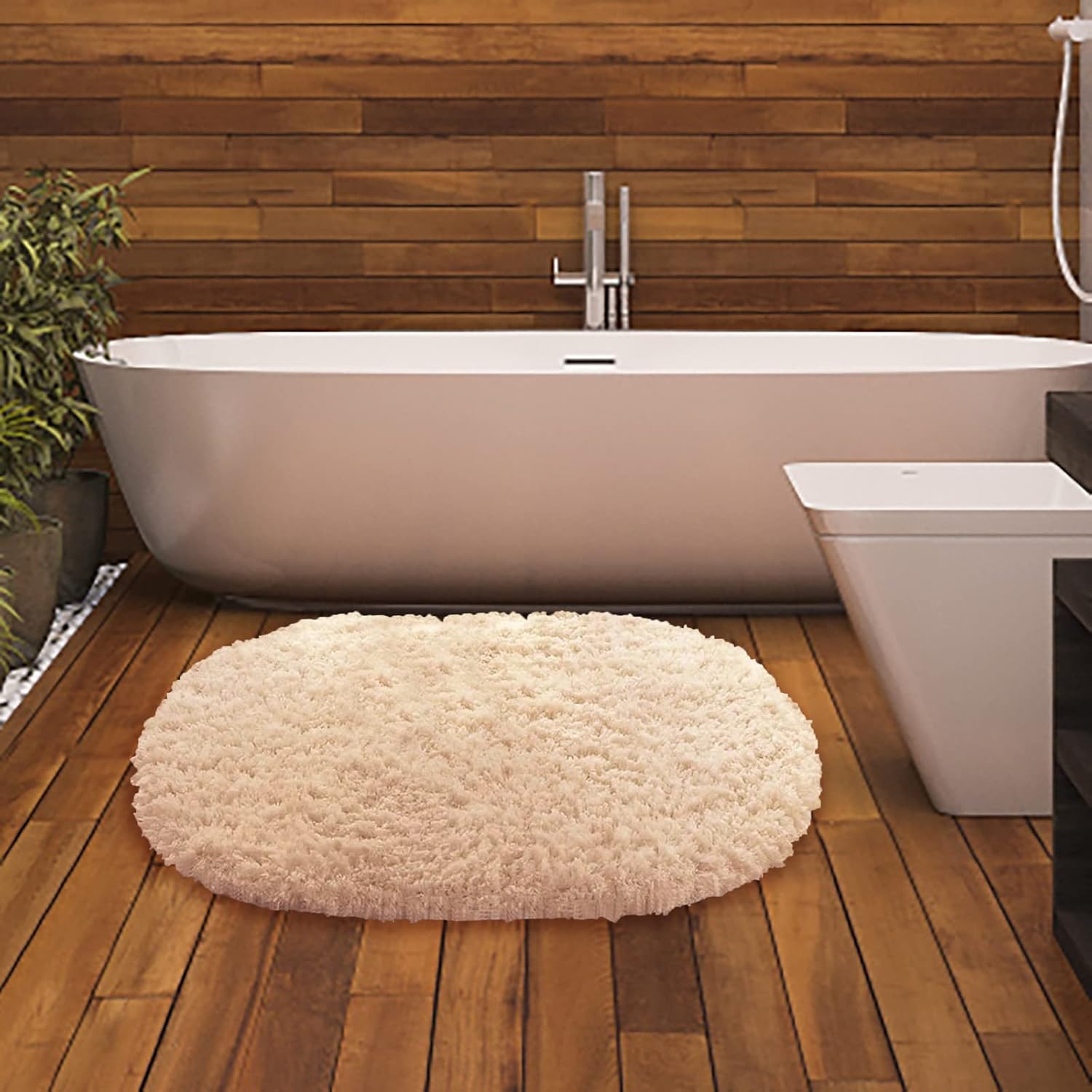 Gooddyiyukey 27x18 Bath Rug - Non-Slip Shaggy Microfiber
