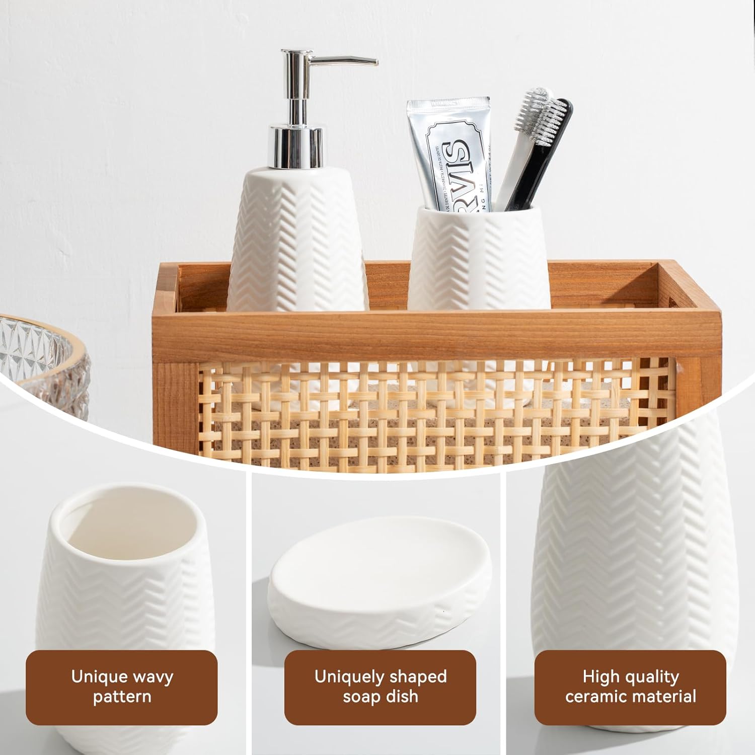 JOLOSK White Ceramic Bathroom Accessories Set 3pcs 1