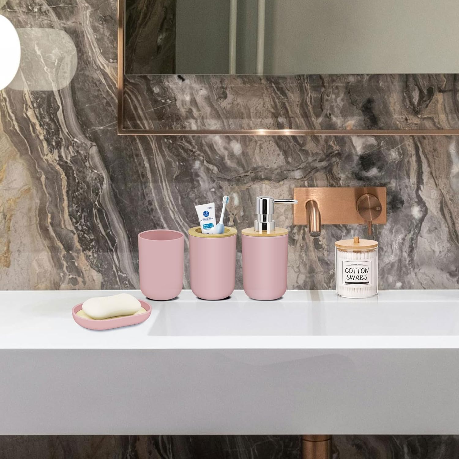 IMAVO Pink Bathroom Accessories Set 5 Piece