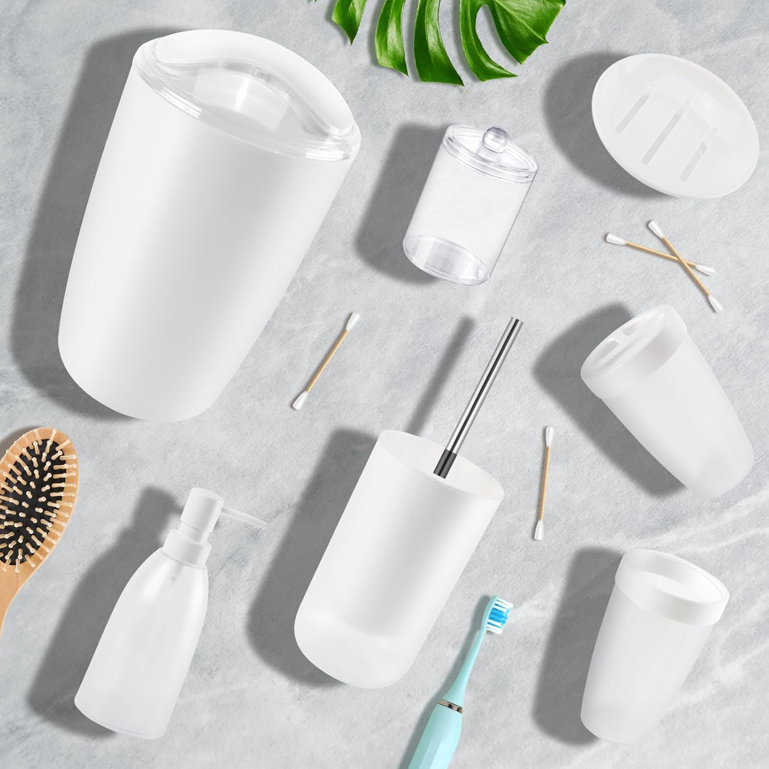 FACULX 8-Piece Bathroom Accessories Set White