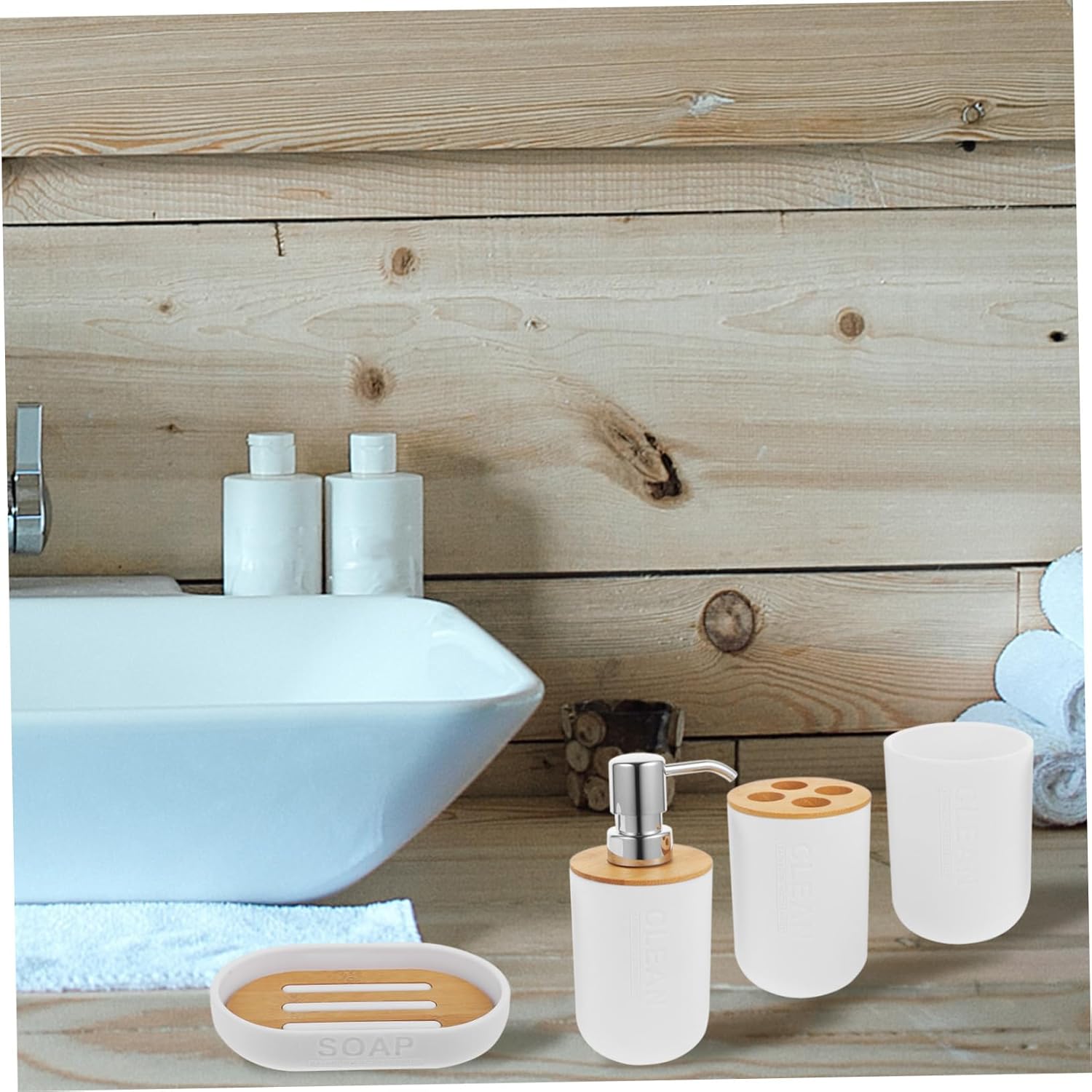 VOSAREA 5 in 1 Brush Holder Bathroom Set