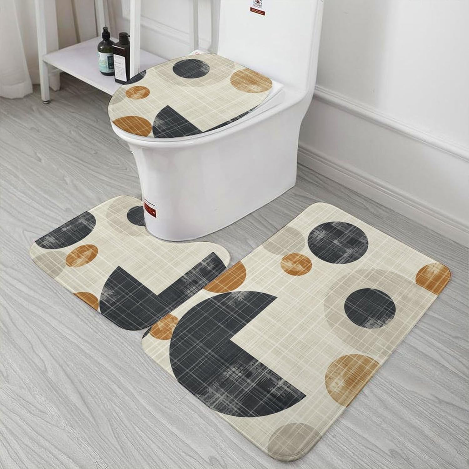 JEKYQ 3-Piece Bath Mat Set Non-Slip Bathroom Rugs