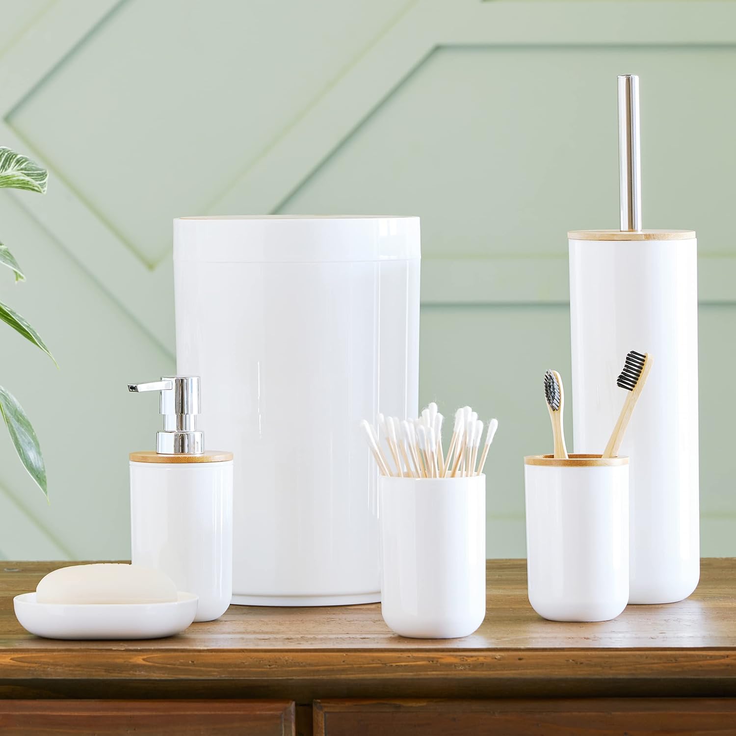 6-Piece Bathroom Accessories Set - White