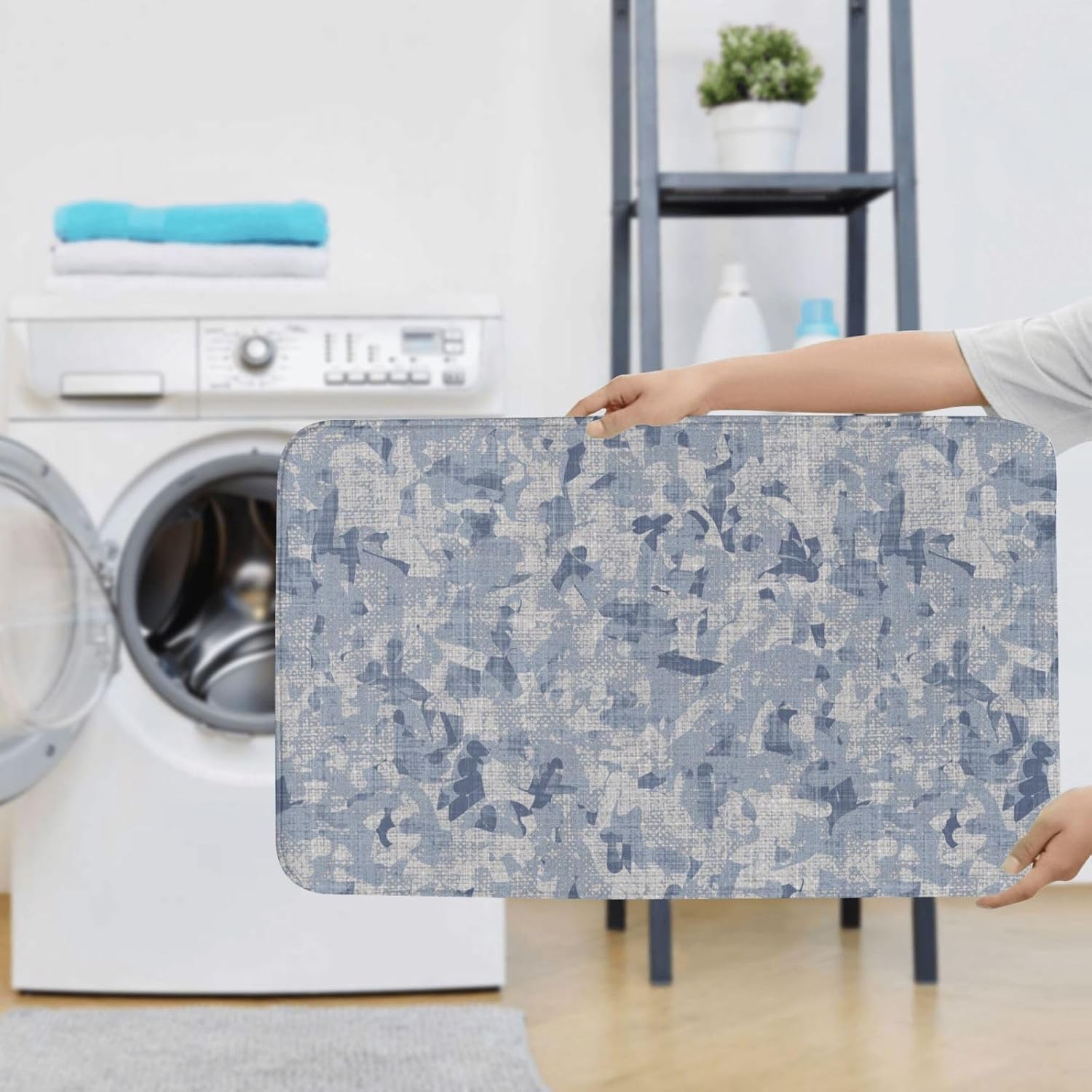 French Linen Mottled Print 3-Piece Bath Rug Set