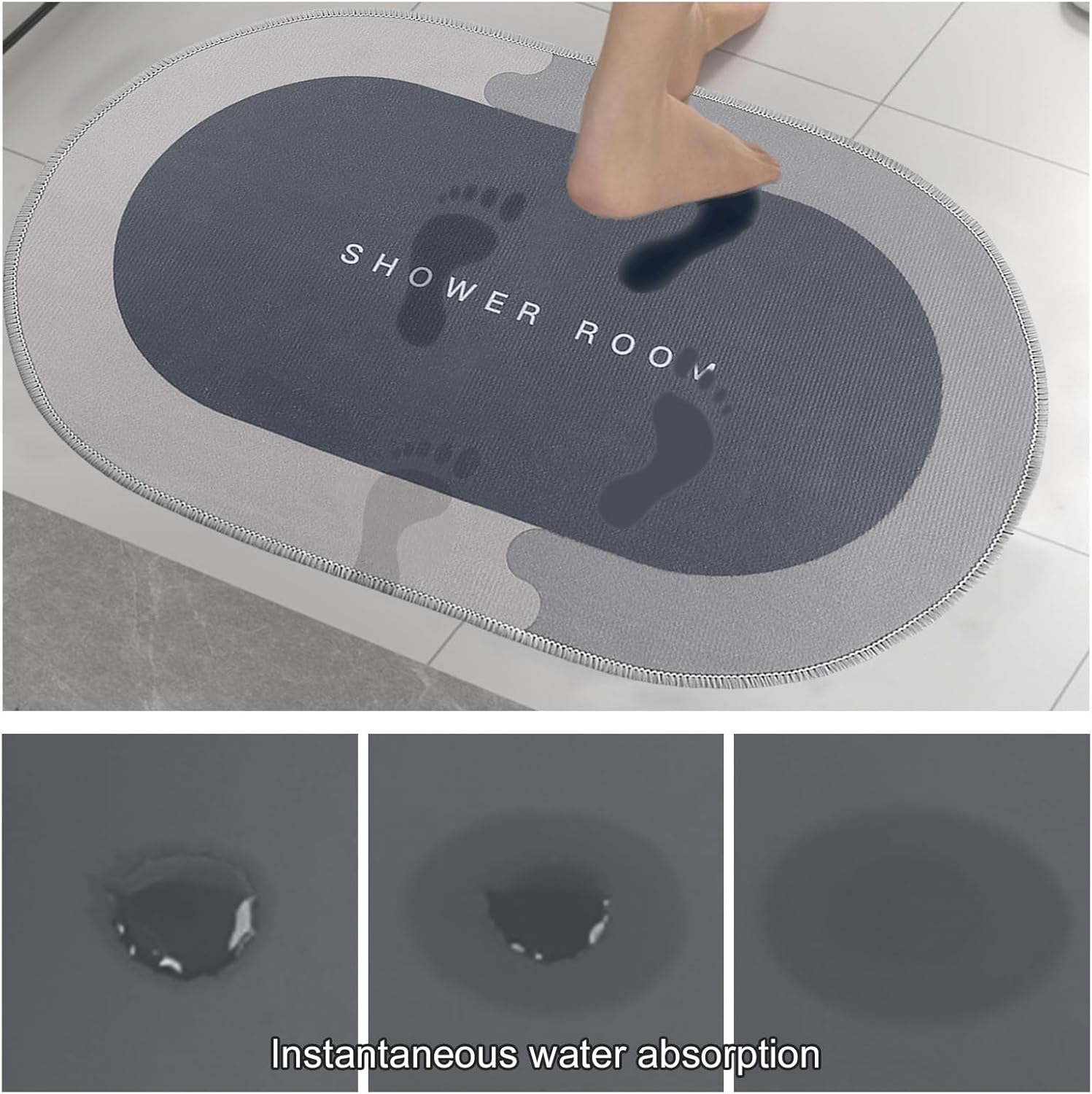 Memory Foam Bath Mat with Non Slip Rubber Backing
