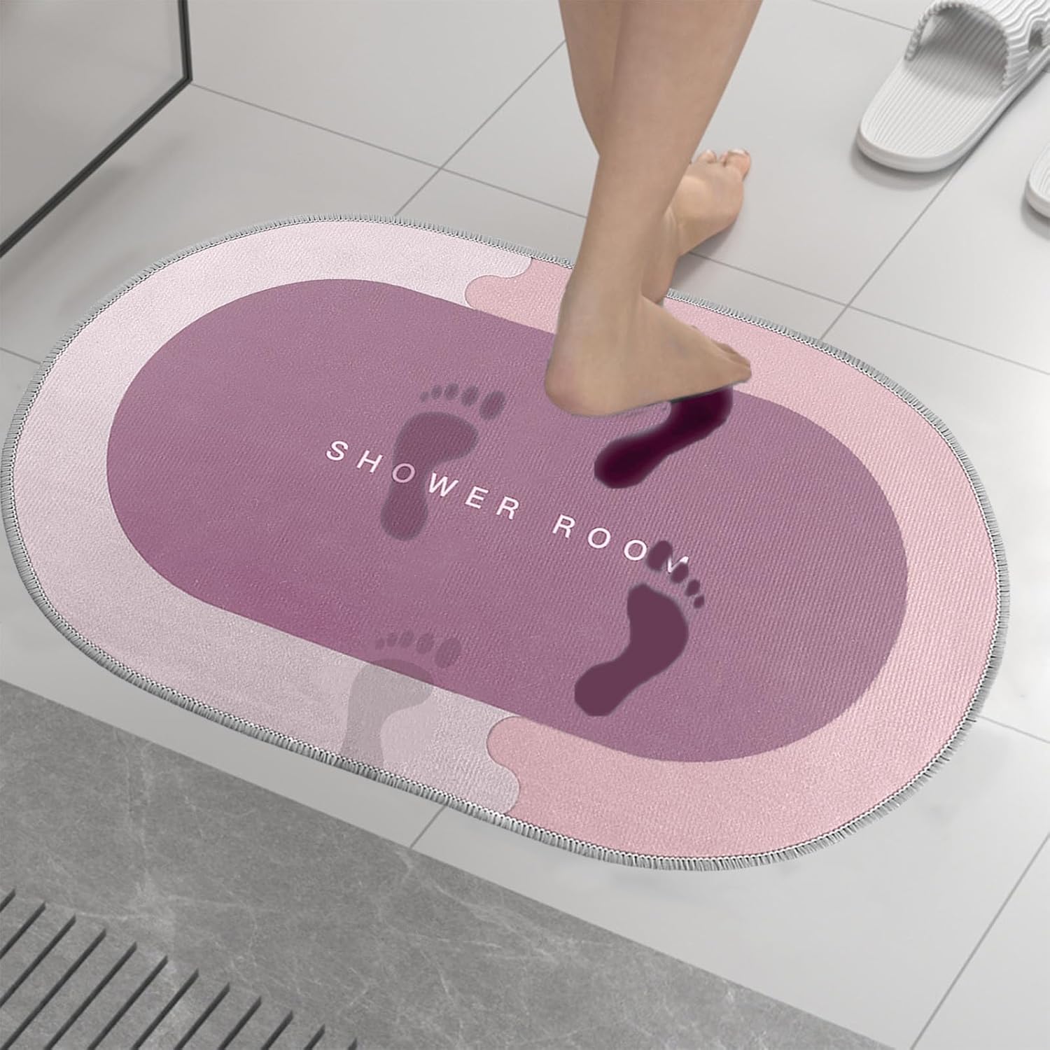 Quick Absorption Bathroom Mat with Non-Slip Rubber Backing Pink