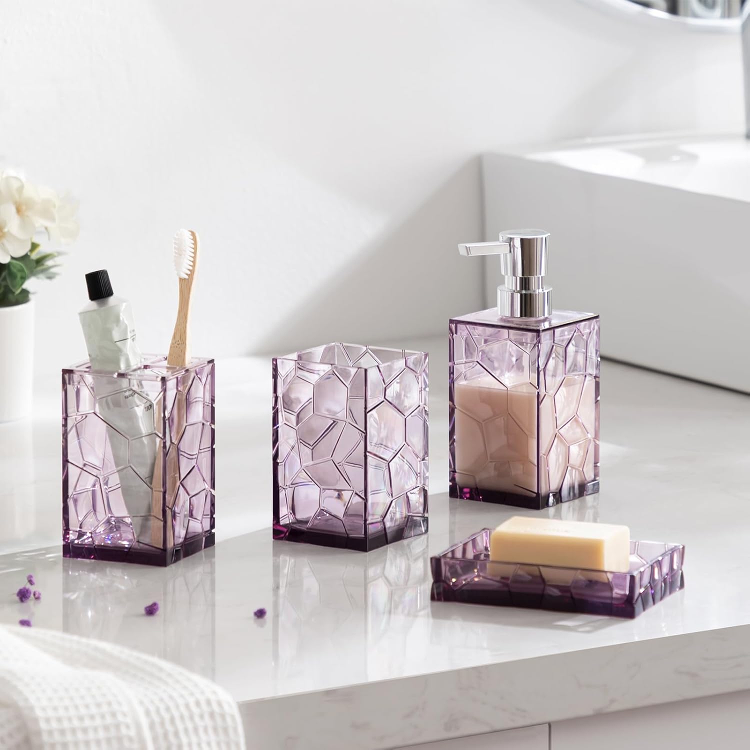 Oyydecor Acrylic 4Pcs Bathroom Accessory Set
