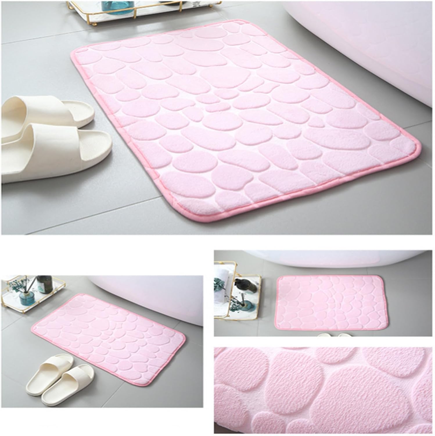 Memory Foam Bath Mat with Velvet Surface and Non-Slip Backing