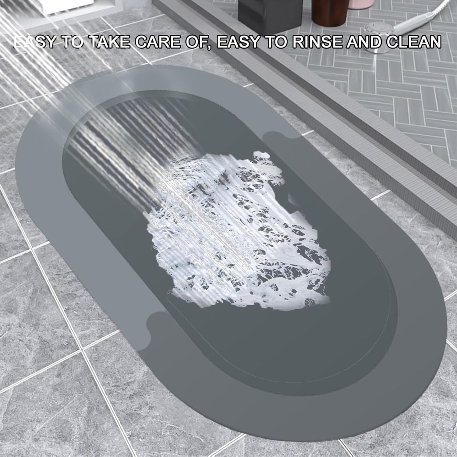 Luxuriate Bath Rug with Non-Slip Rubber Backing