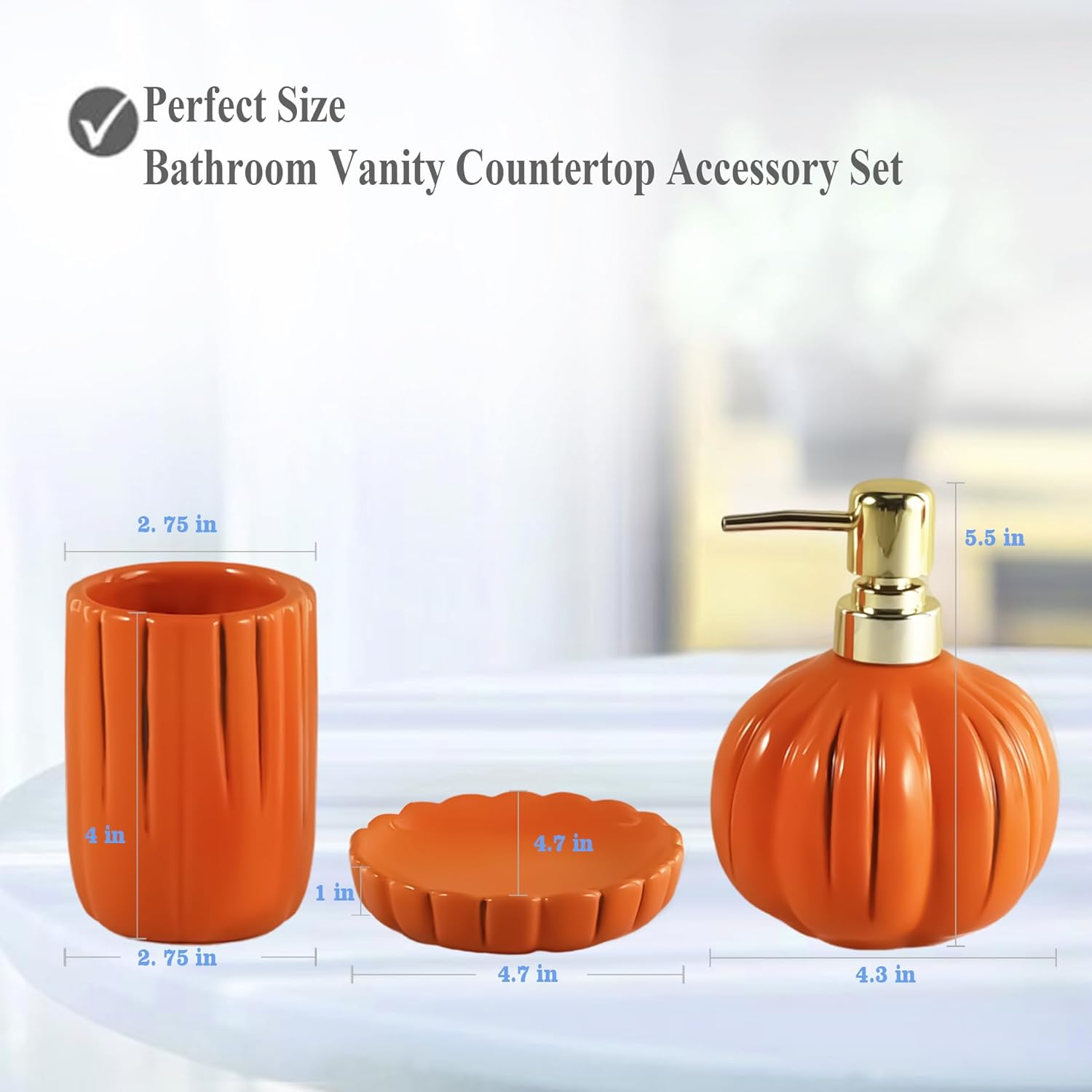 YabcY Pumpkin Bathroom Accessories Set 3PC 1
