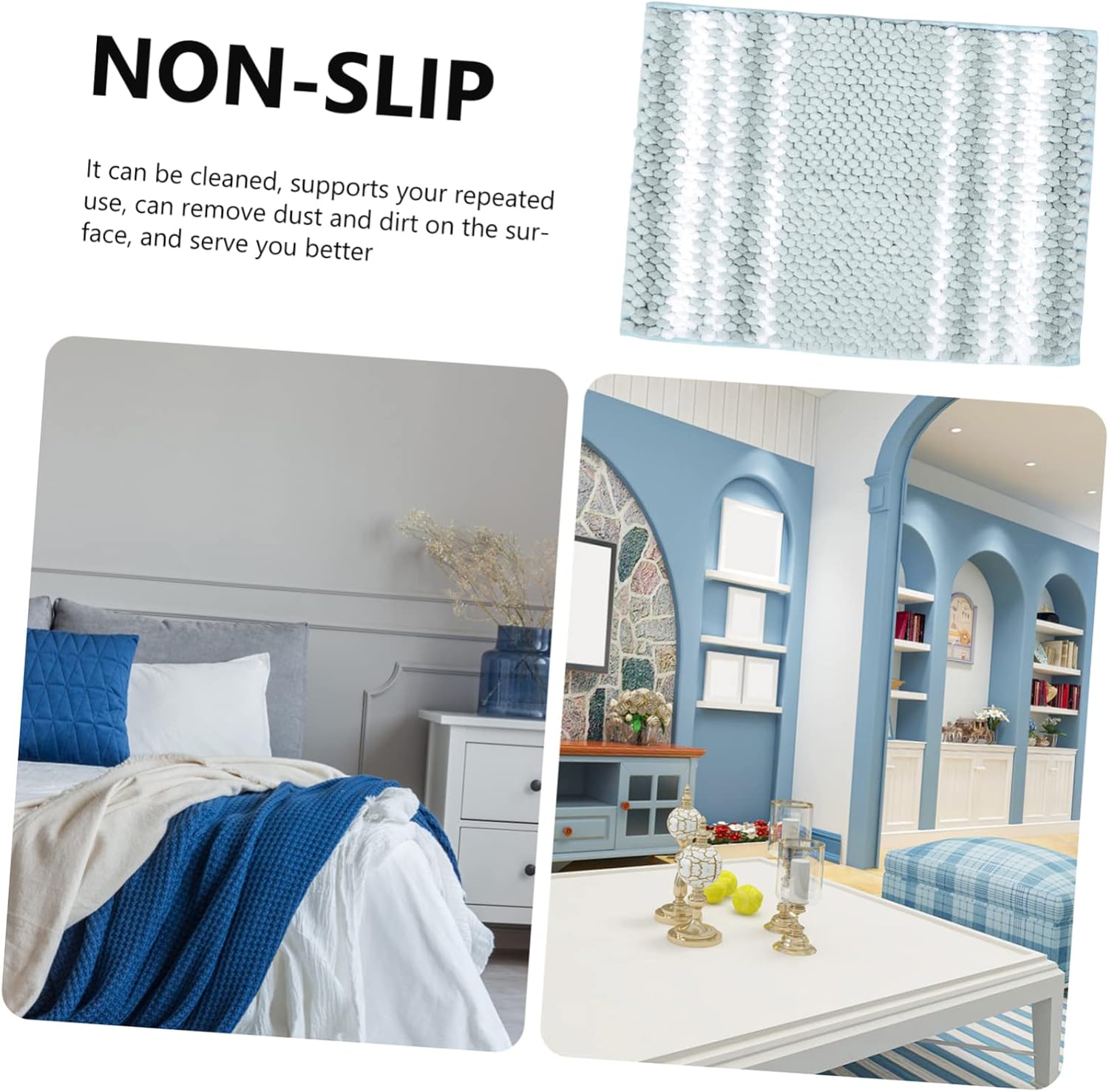 Ciieeo Non-Slip Bath Rug with Absorbent Design