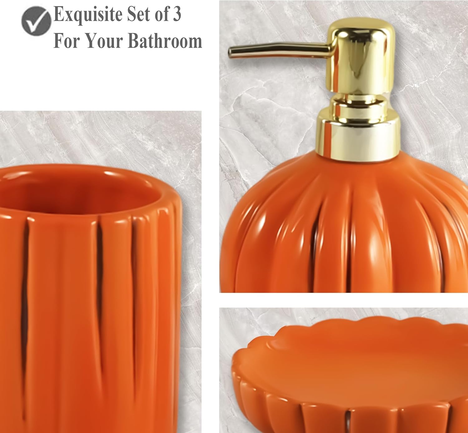 YabcY Pumpkin Bathroom Accessories Set 3PC 1