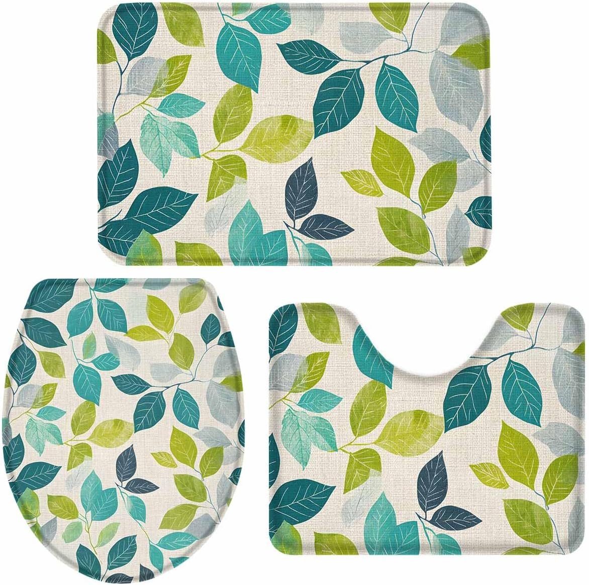 Wotrend Leaf 3 Piece Bath Rug Set