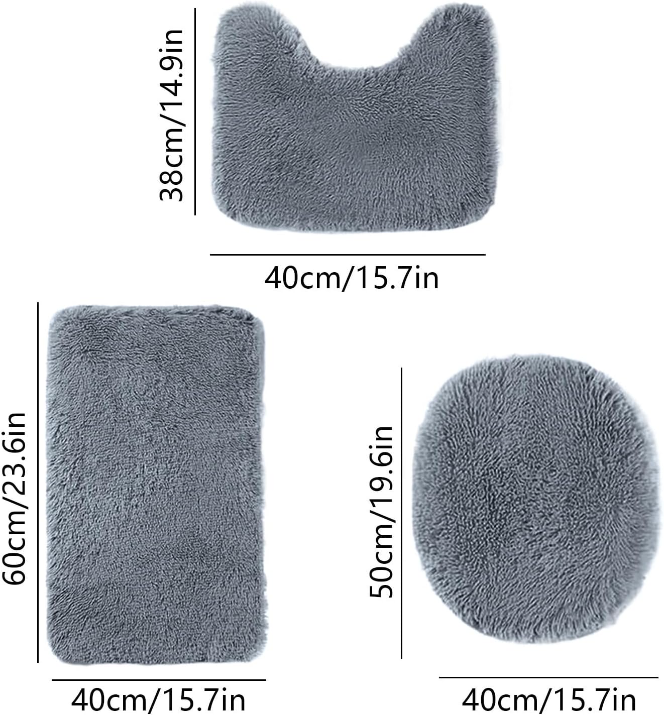 3 Piece Bath Rug Set - Non-Slip Microfiber Rugs with Rubber Backing 1