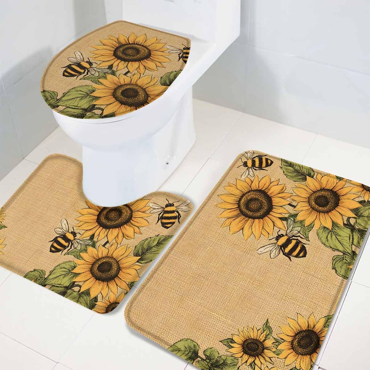Wotrend Sunflower 3-Piece Bath Rug Set
