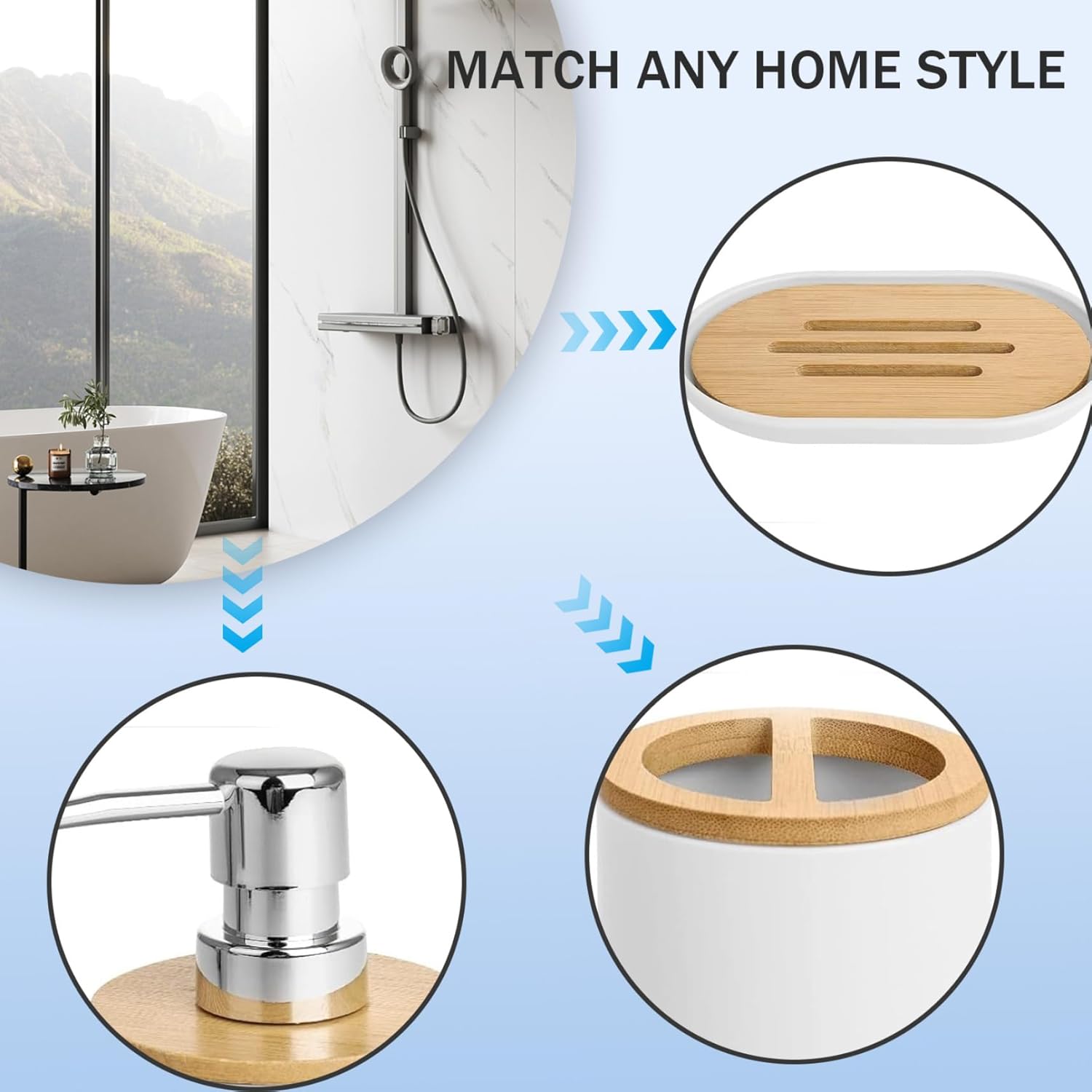 Wedhapy Bathroom Bin and Toilet Brush Set 4PCS