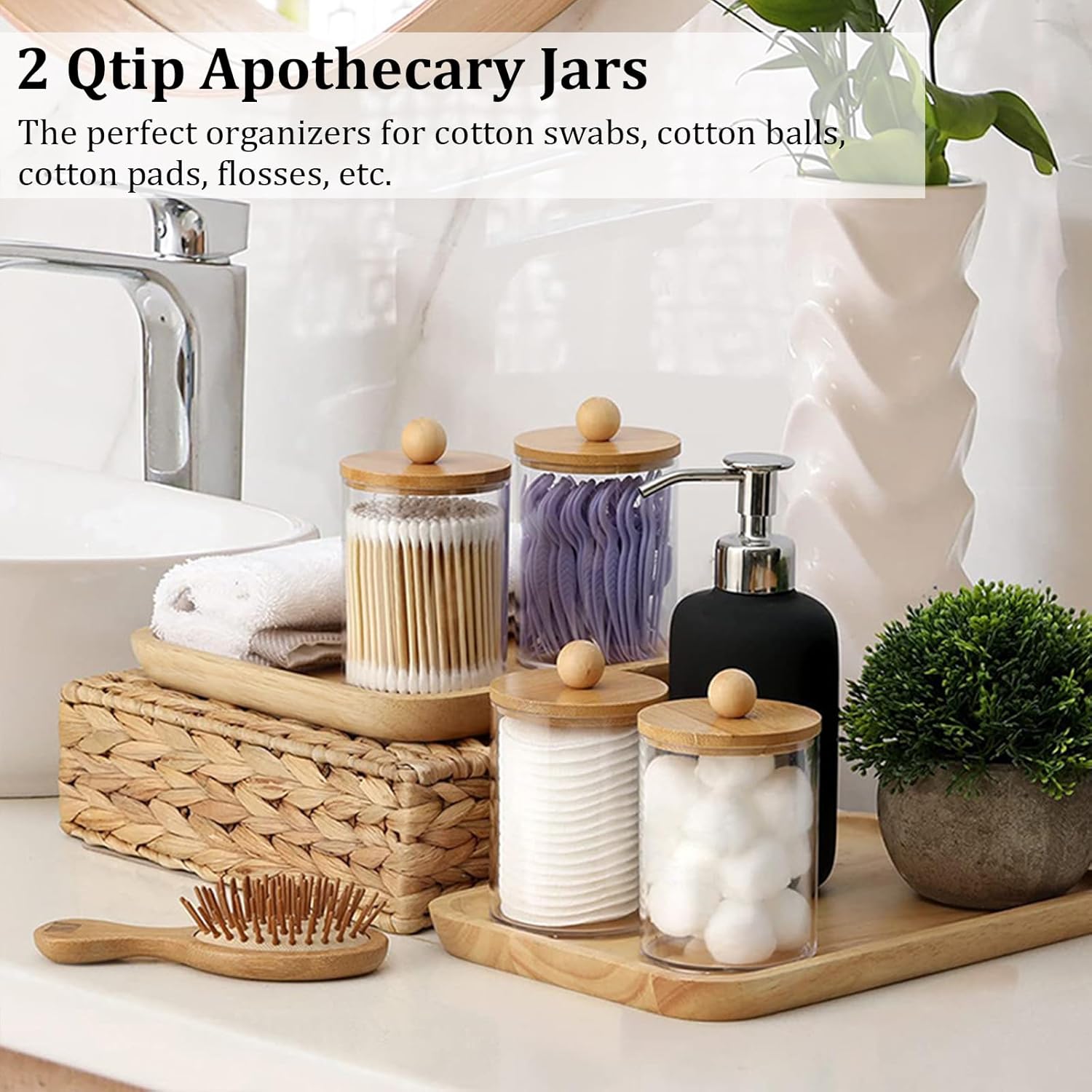 CLQ Bamboo Bathroom Accessories Set of 4 1