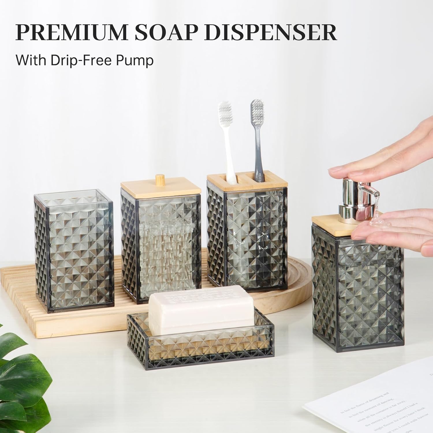 Modern Dark Grey Bathroom Accessory Set 5 Pcs