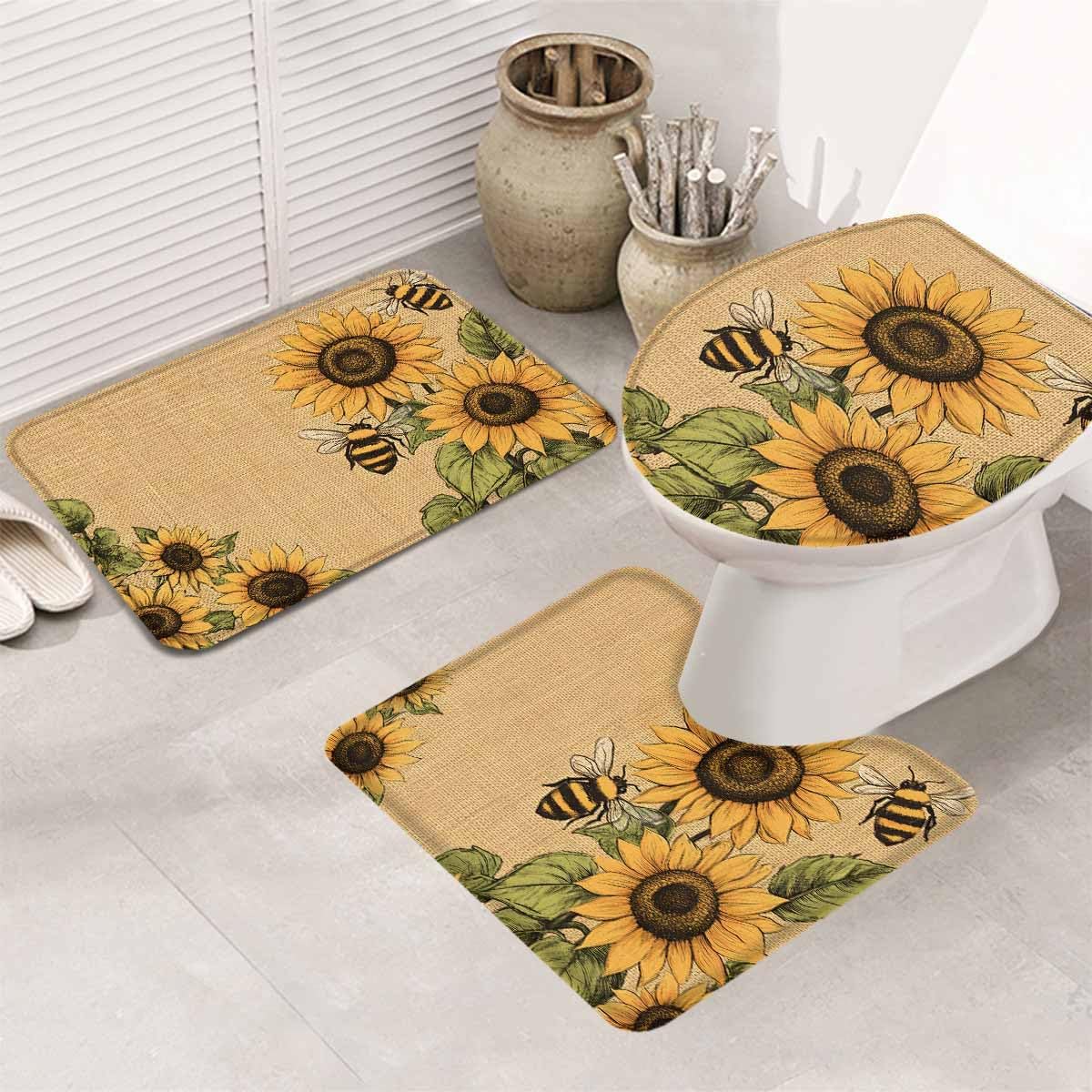 Wotrend Sunflower 3-Piece Bath Rug Set