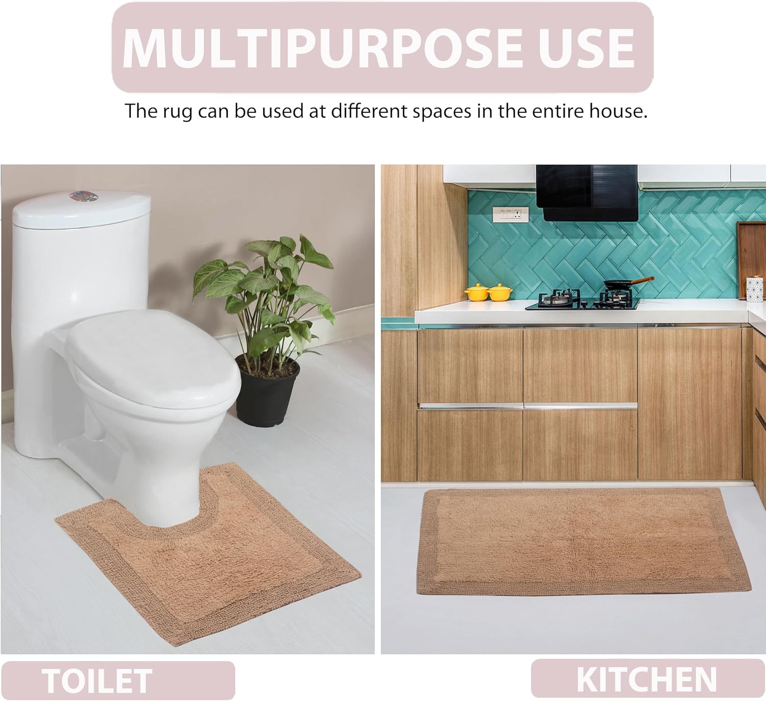 Home Weavers Luxury Cotton Reversible Bath Rug Set