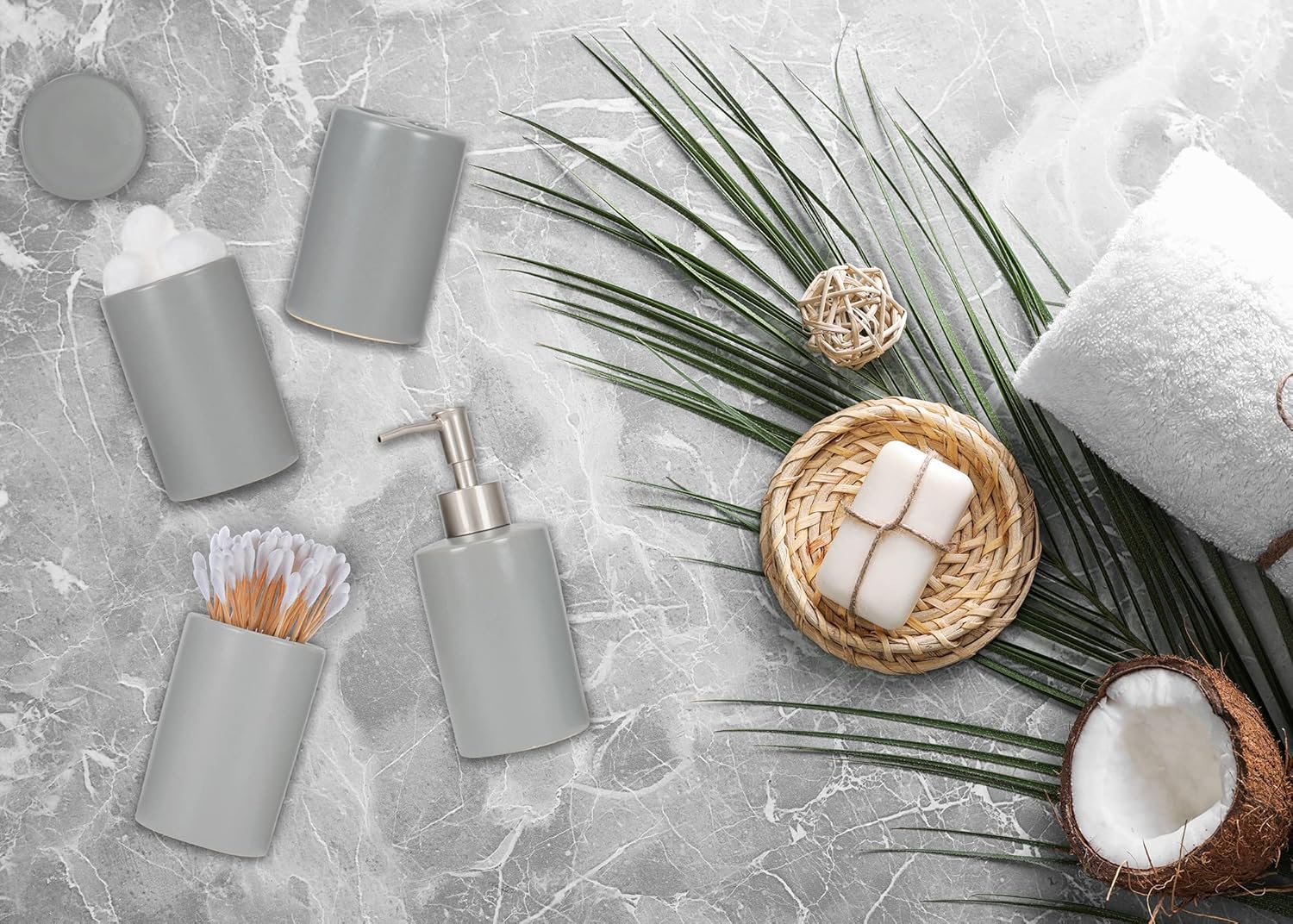 NAT Jules Ceramic Bathroom Accessories Set of 4