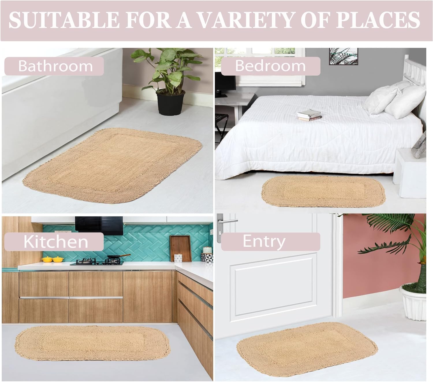 Home Weavers Radiant 100 Cotton Bath Mat Set 2 Piece SM Non Slip