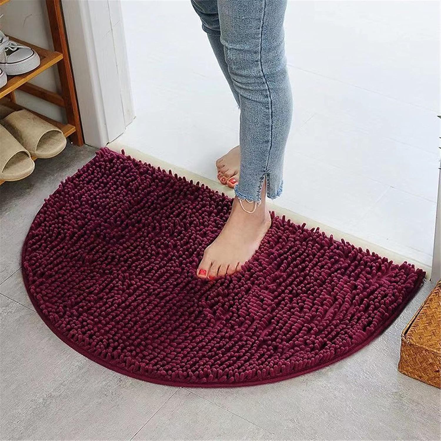 KELINFONG 20x14 Inch Non-Slip Shaggy Bath Rug Set