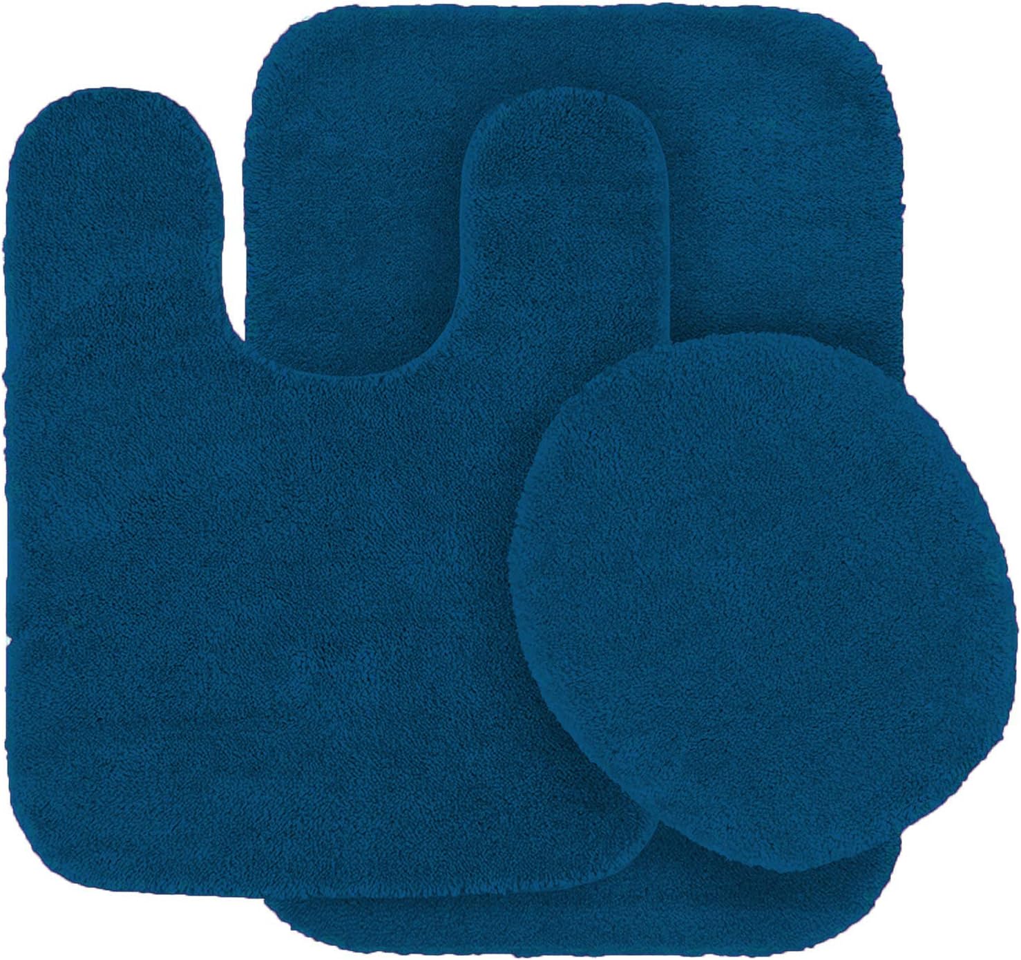 Fancy Linen 3pc Bath Mat Set - Royal Blue