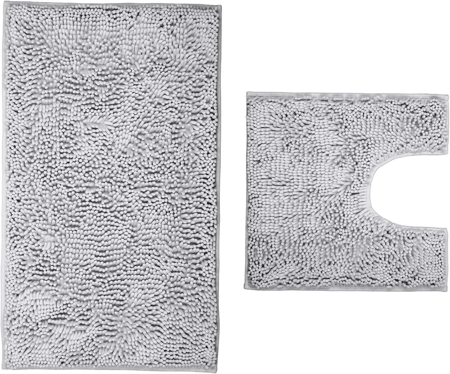 Light Gray 2-Piece Chenille Bath Rug Set 1