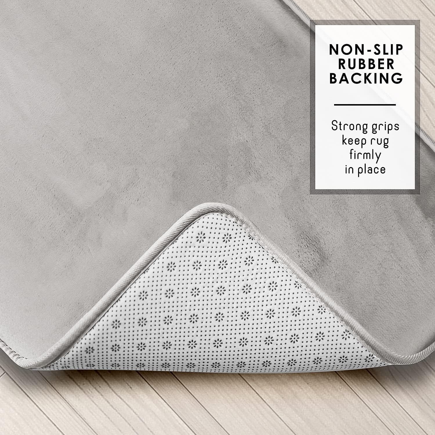 Clara Clark 2 Piece Velvet Bath Mat Set - Non-Slip Quick Drying Silver