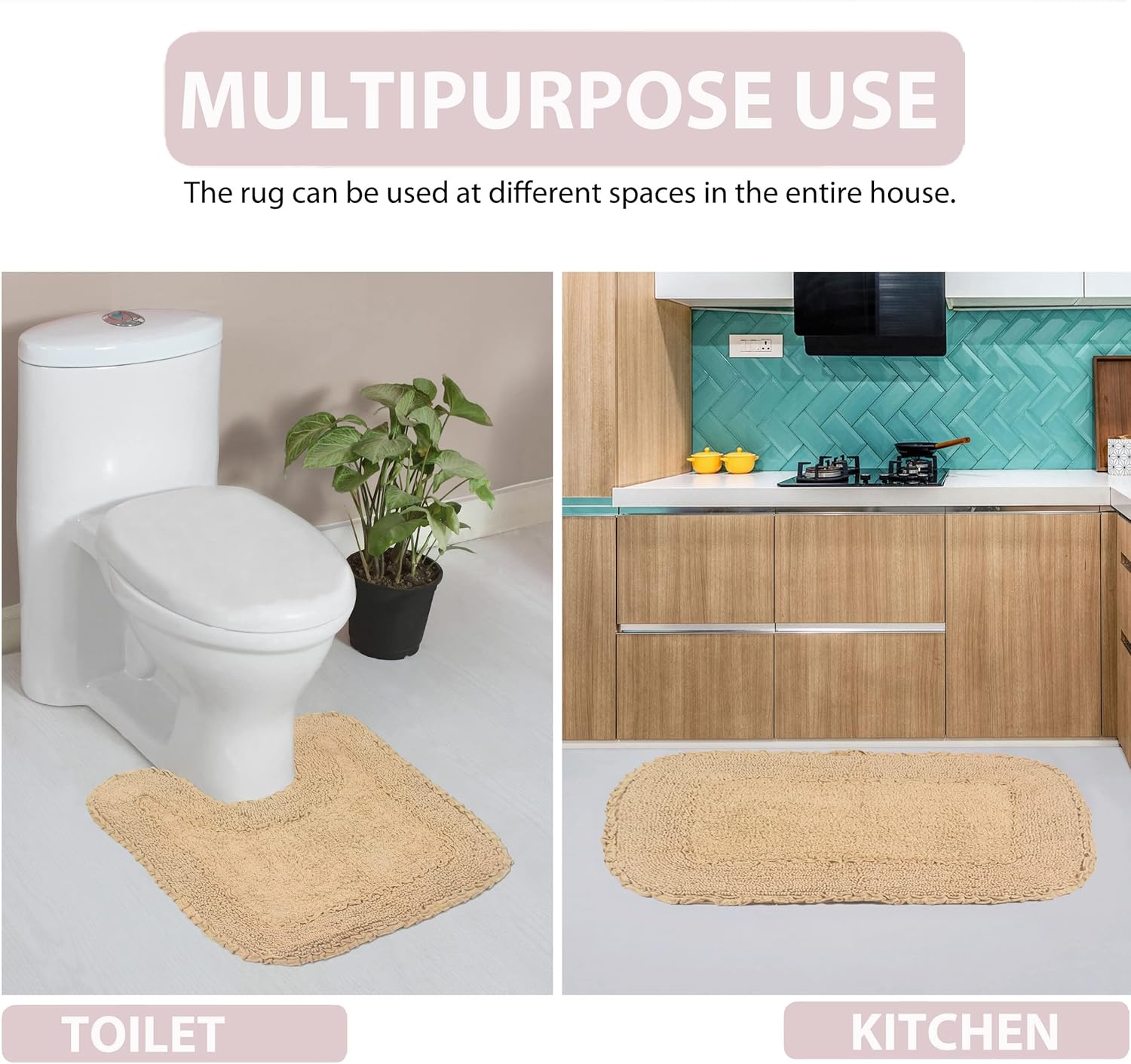 Home Weavers Radiant 100 Cotton Bath Mat Set 2 Piece SM Non Slip