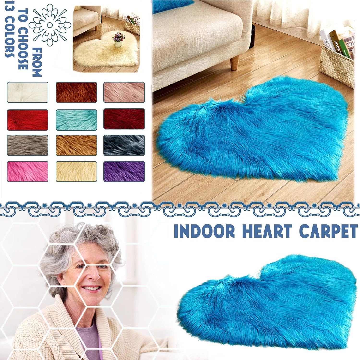 Scceatti Fluffy Non-Slip Bath Mat 16x12In