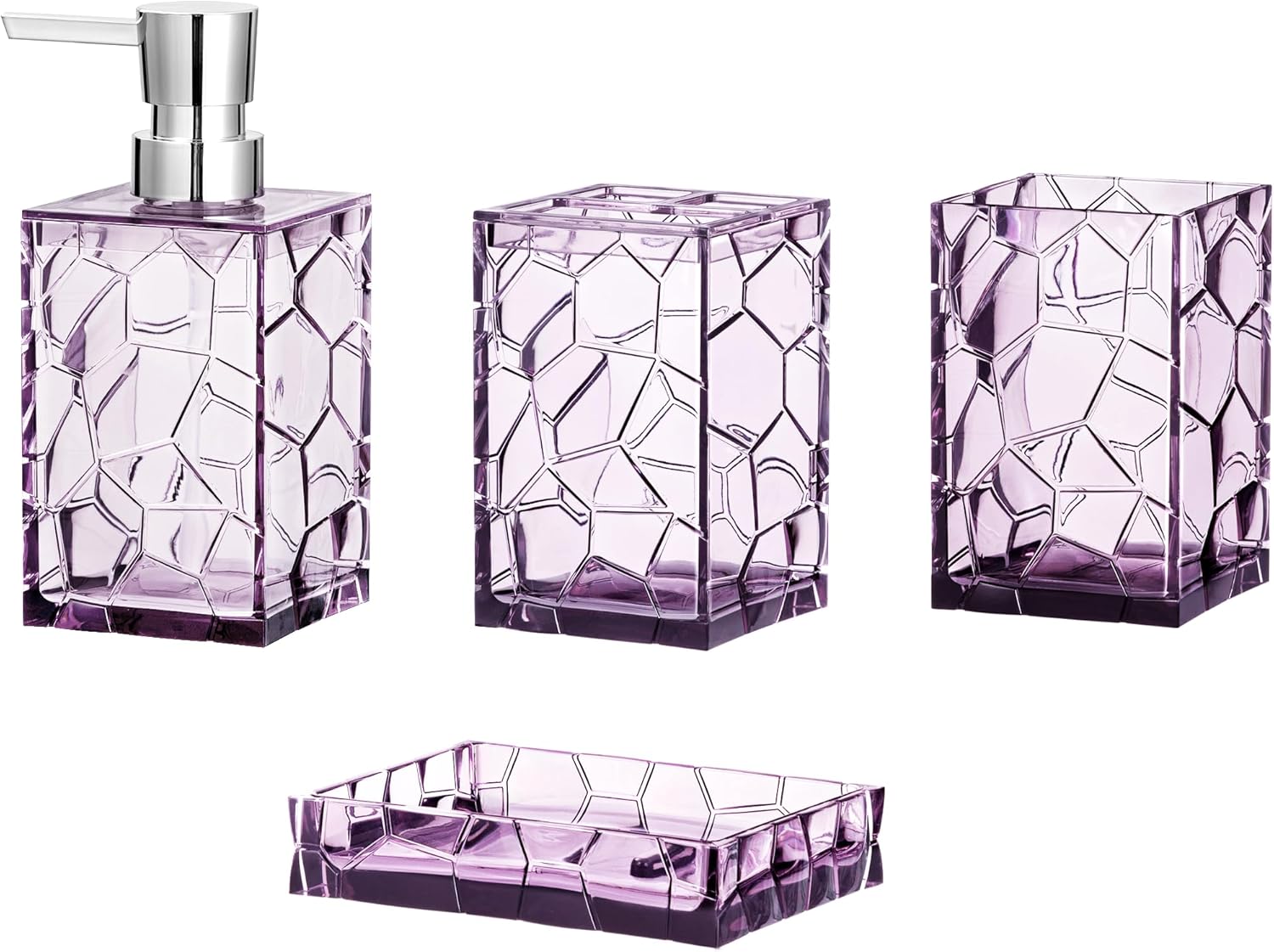 Oyydecor Acrylic 4Pcs Bathroom Accessory Set