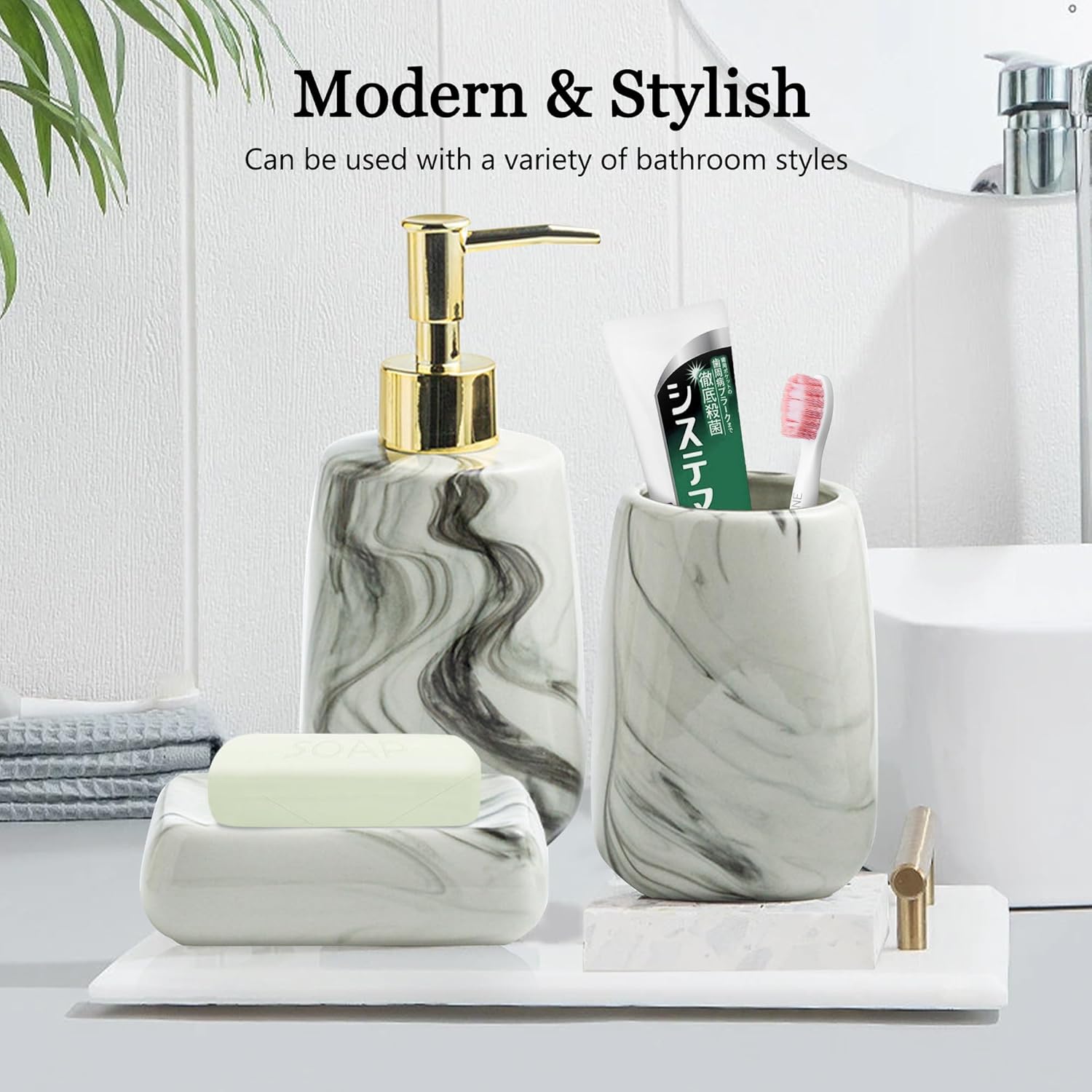 Comeon Ceramic Bathroom Accessory Set 3 Pcs Square