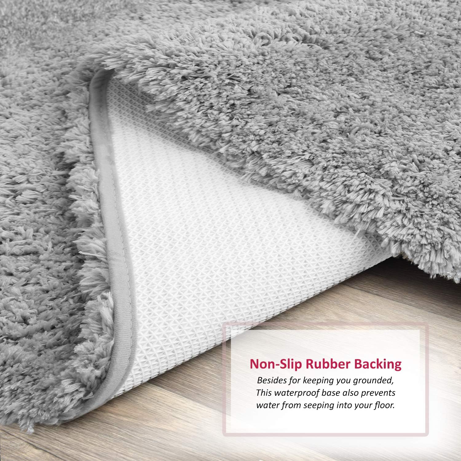 Clara Clark Silver Bath Rug Set 32 x 48 Inches