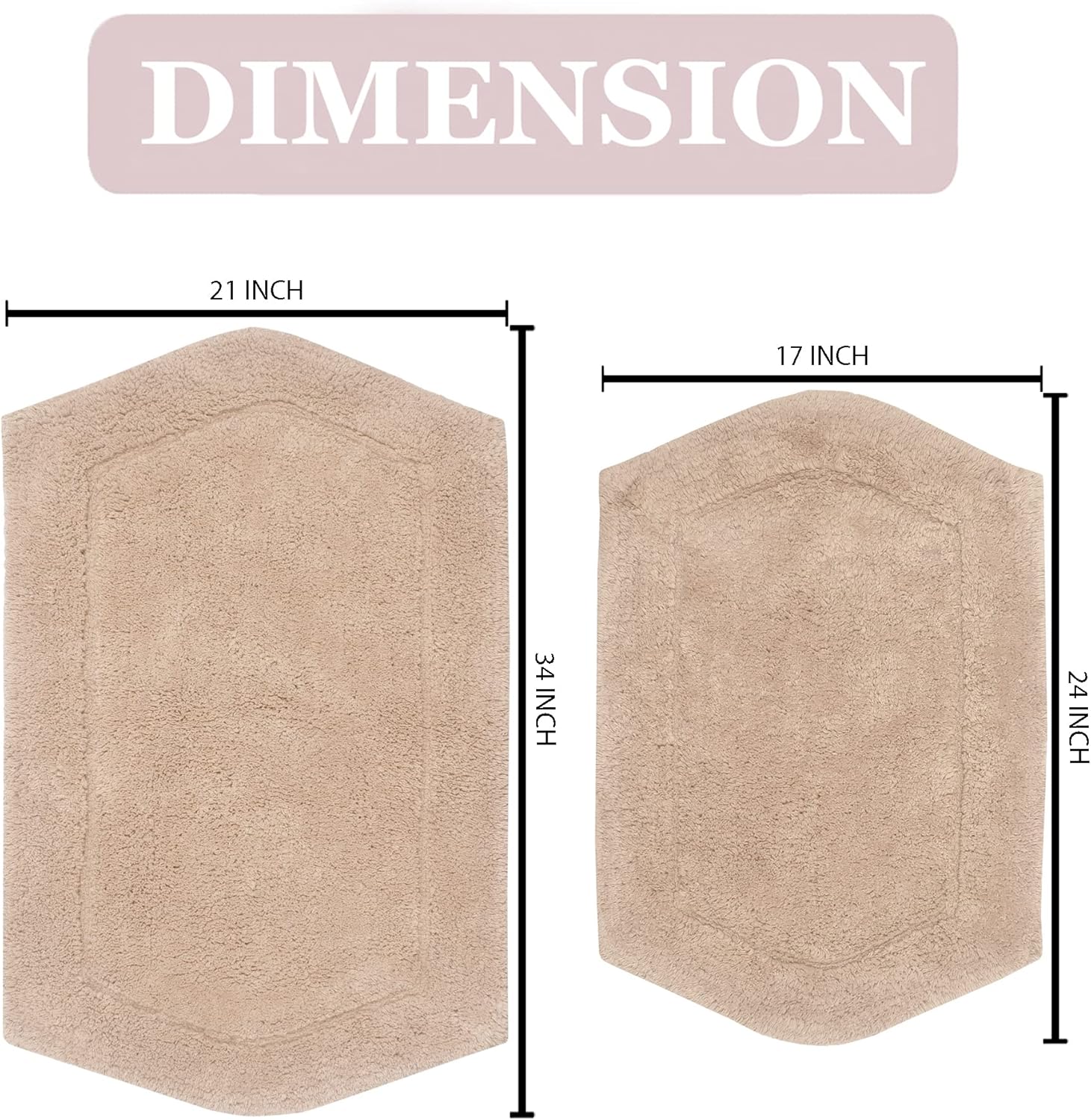 Home Weavers Waterford Bath Rug Set 2 Piece Cotton Tufted Linen