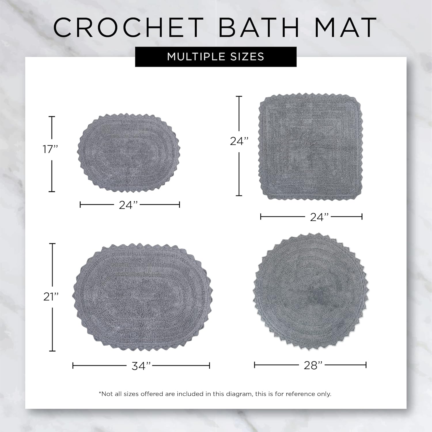 DII Crochet Round Bath Mat 275 Stone