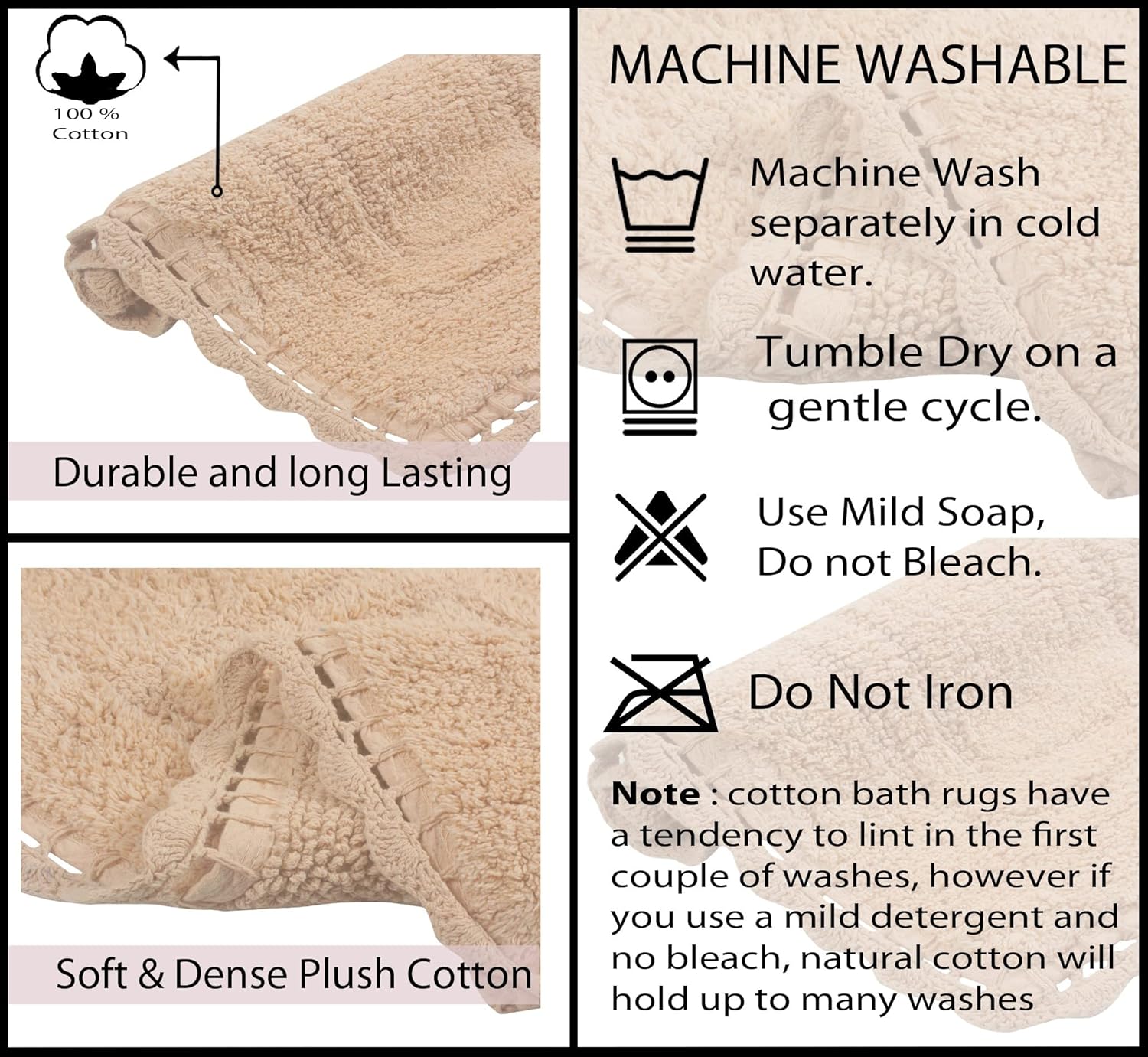 Home Weavers Reversible Cotton Bath Mat Set 3 Piece