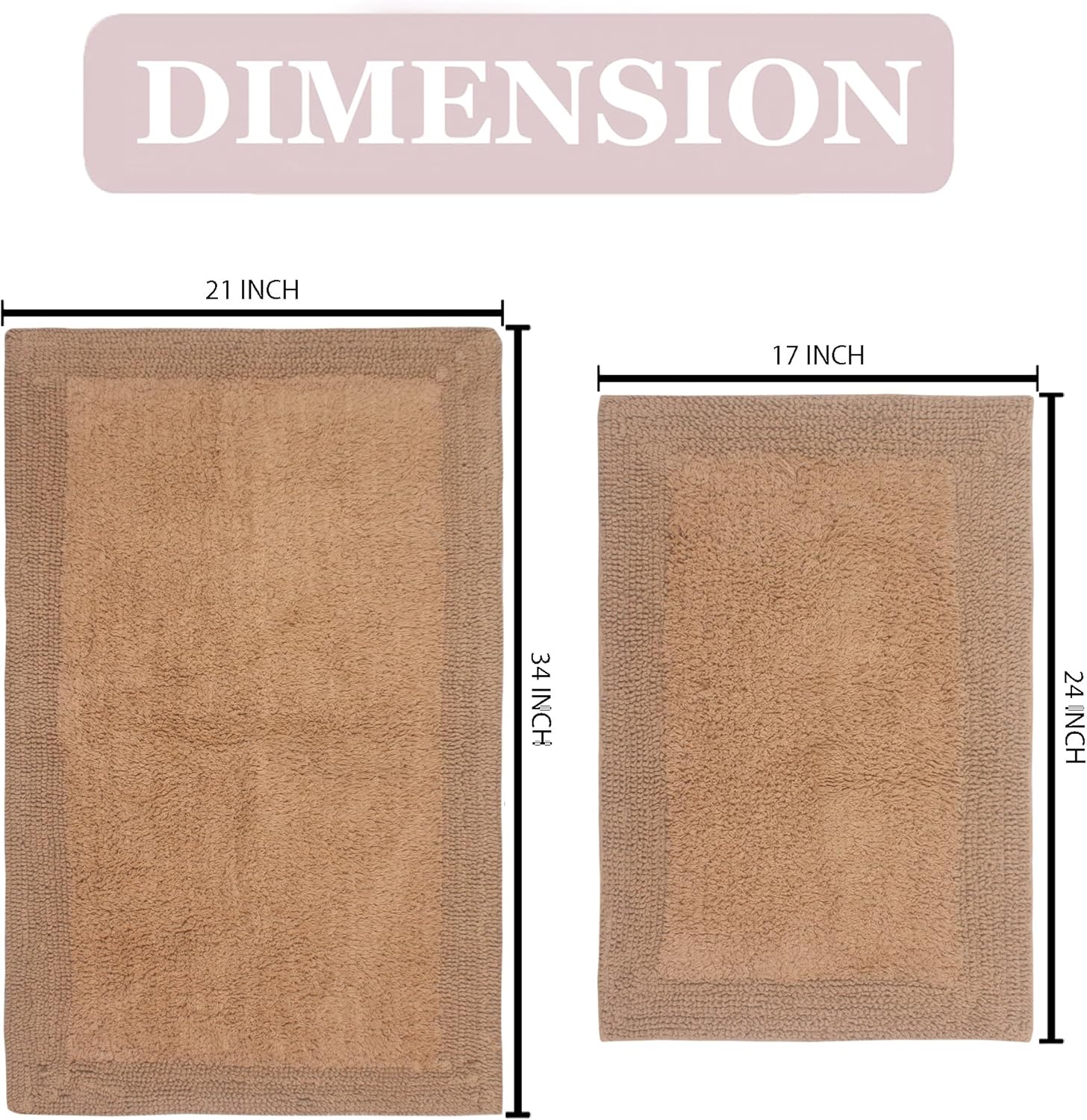 Home Weavers Luxury 100 Cotton Reversible Bath Rug Set