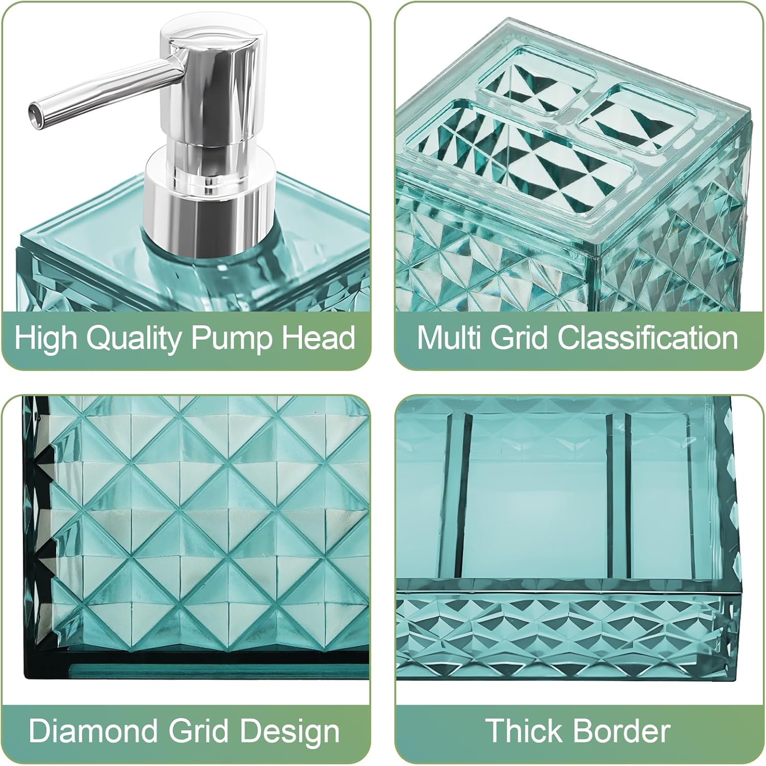 Samhe 4 Pcs Blue Plastic Bathroom Accessory Set