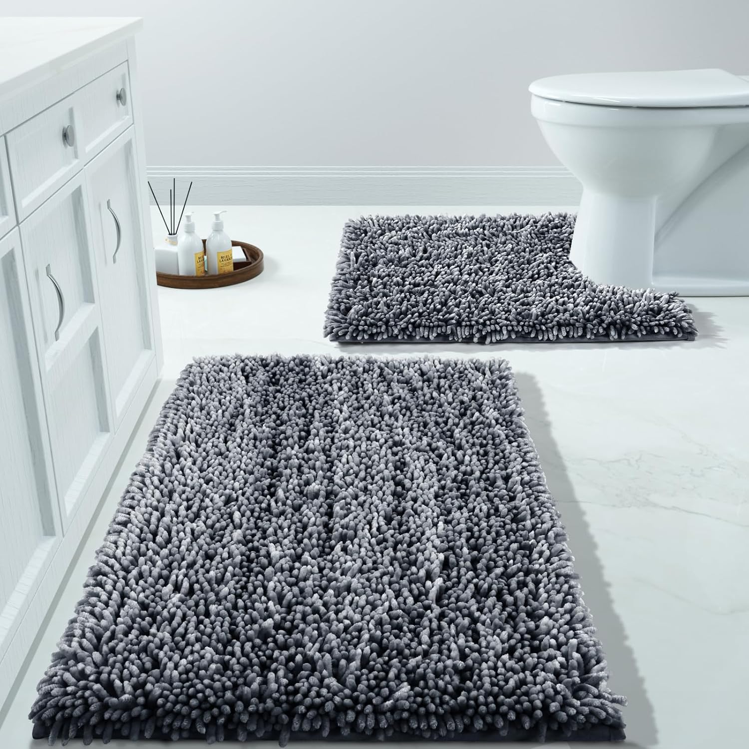 Yimobra Bath Rug Set 2 Piece Plush Shaggy Non-Slip Mats