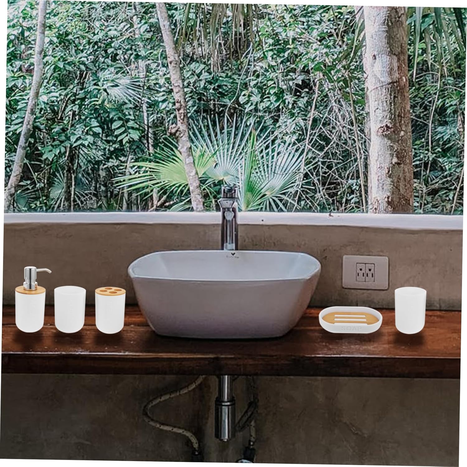 VOSAREA 5 in 1 Brush Holder Bathroom Set