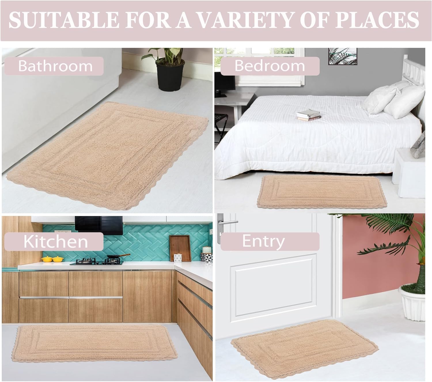 Home Weavers Reversible Cotton Bath Mat Set 3 Piece
