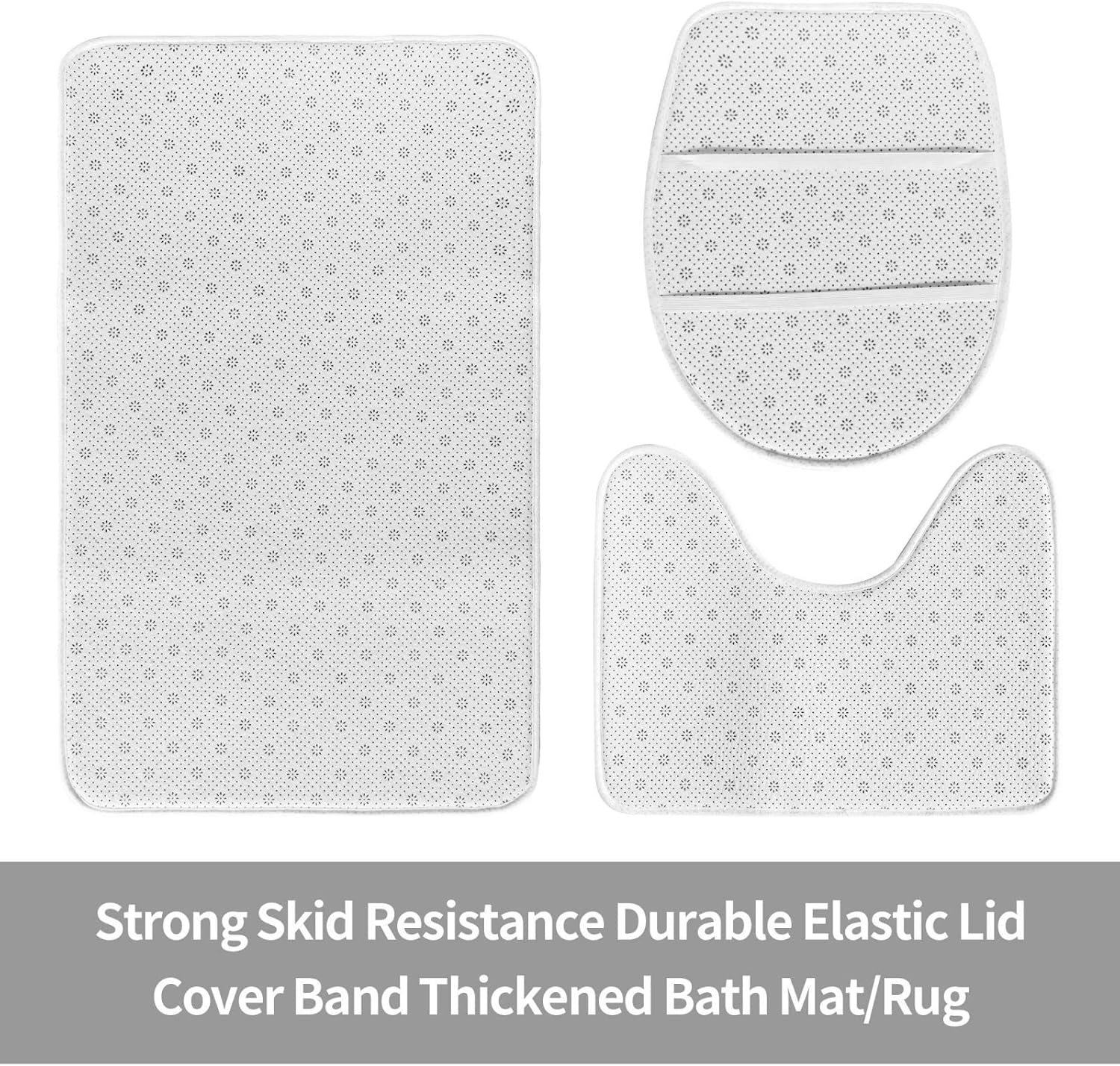 French Linen Mottled Print 3-Piece Bath Rug Set 1