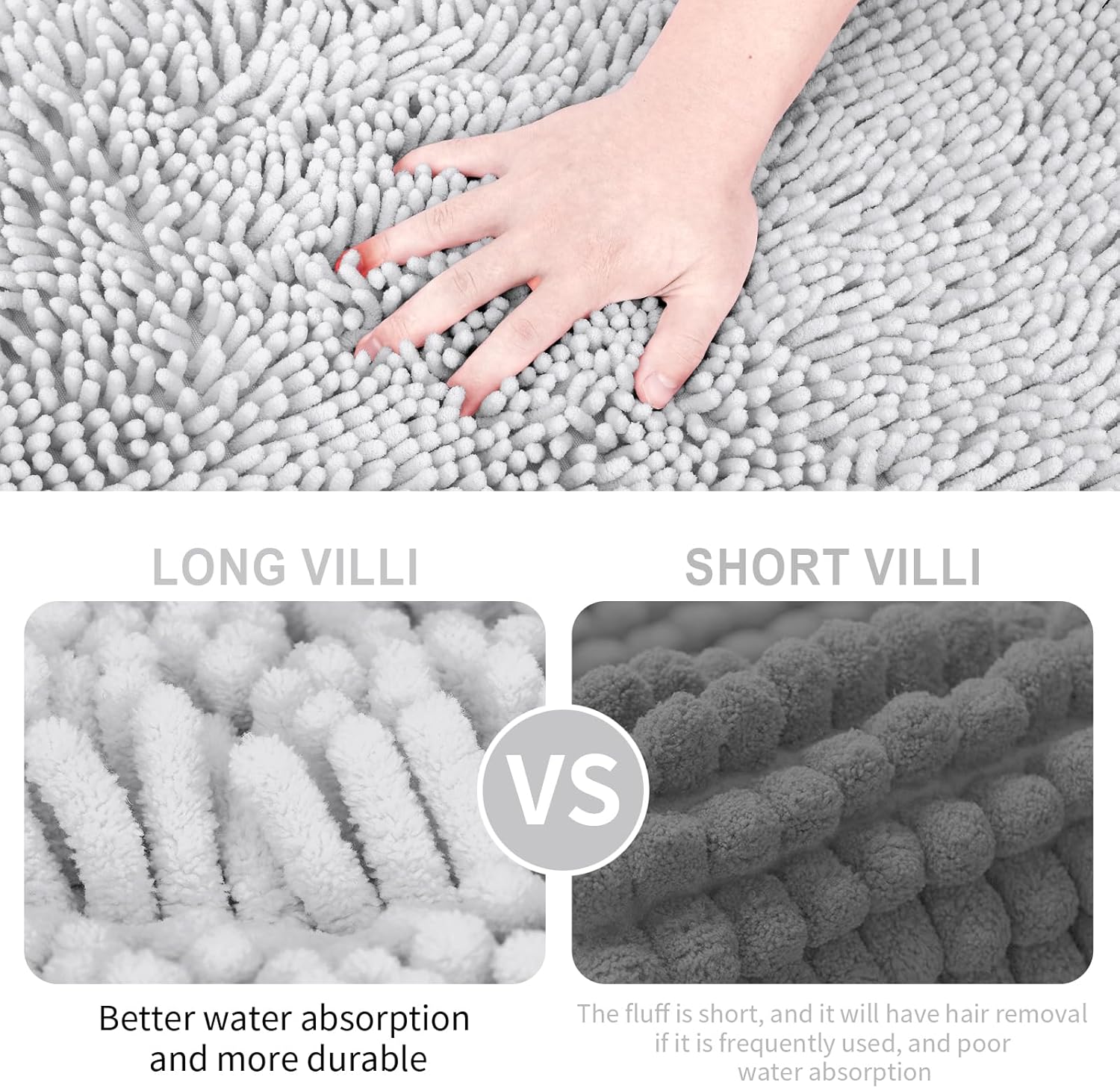 Light Gray 2-Piece Chenille Bath Rug Set 1